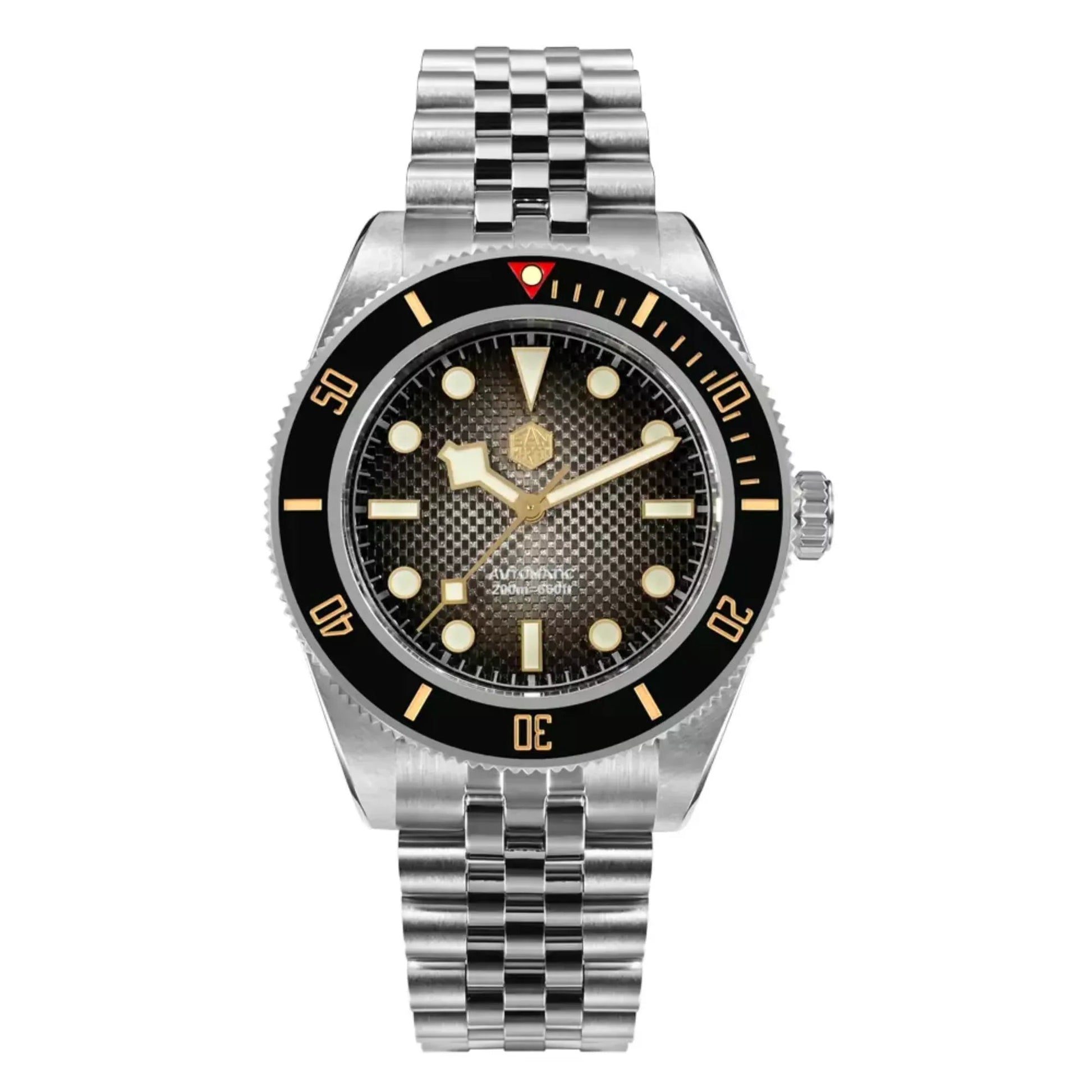San Martin New 40mm BB Diver Watch snowflake hands NH35 Automatic Mechanical Sapphire black /gray gradient grid dial SN0128-B - DREAM WATCHES