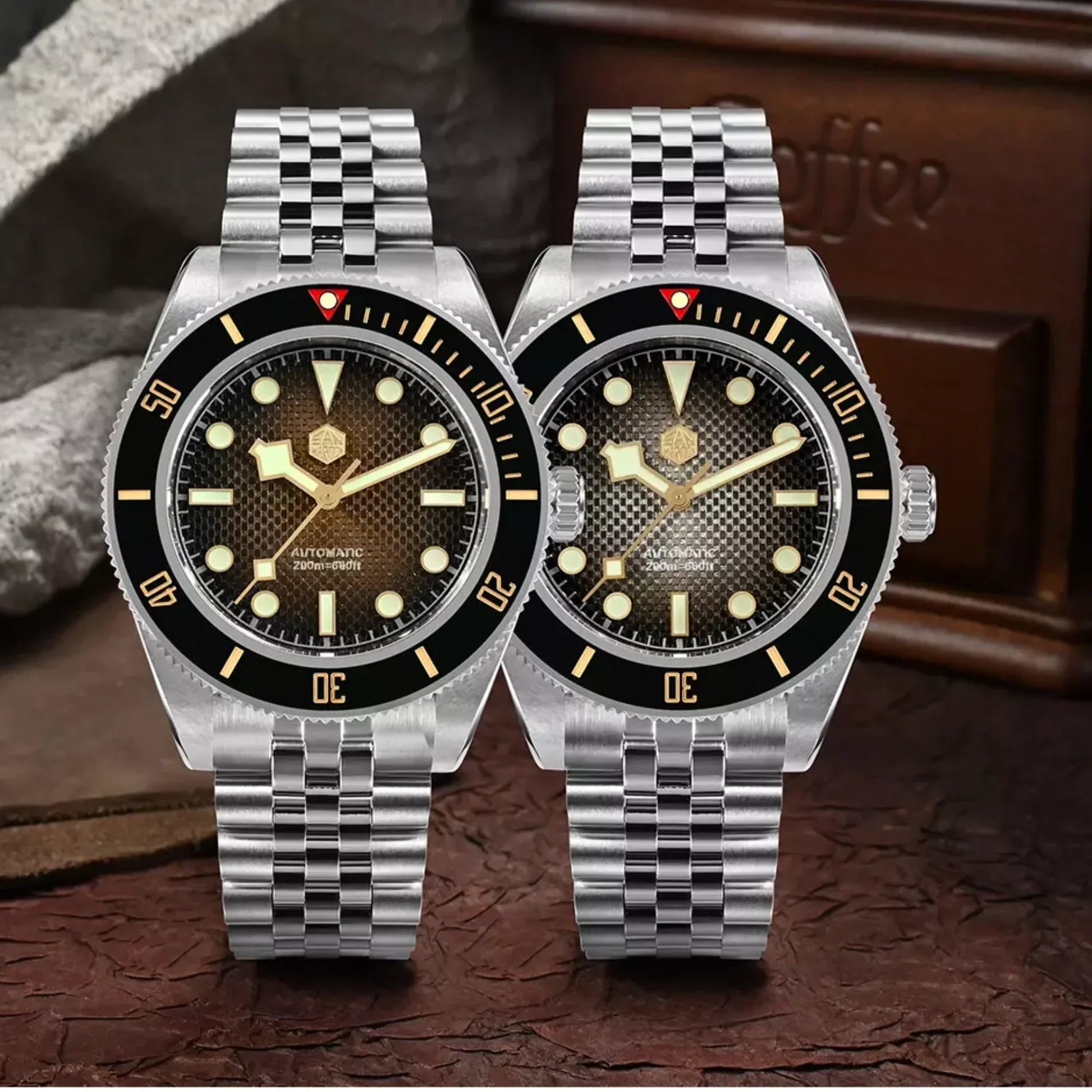San Martin New 40mm BB Diver Watch snowflake hands NH35 Automatic Mechanical Sapphire black /gray gradient grid dial SN0128-B - DREAM WATCHES