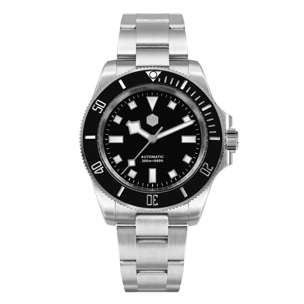 San Martin New Diver Watch Classic Snowflake Hands SN0111G - Black - DREAM WATCHES