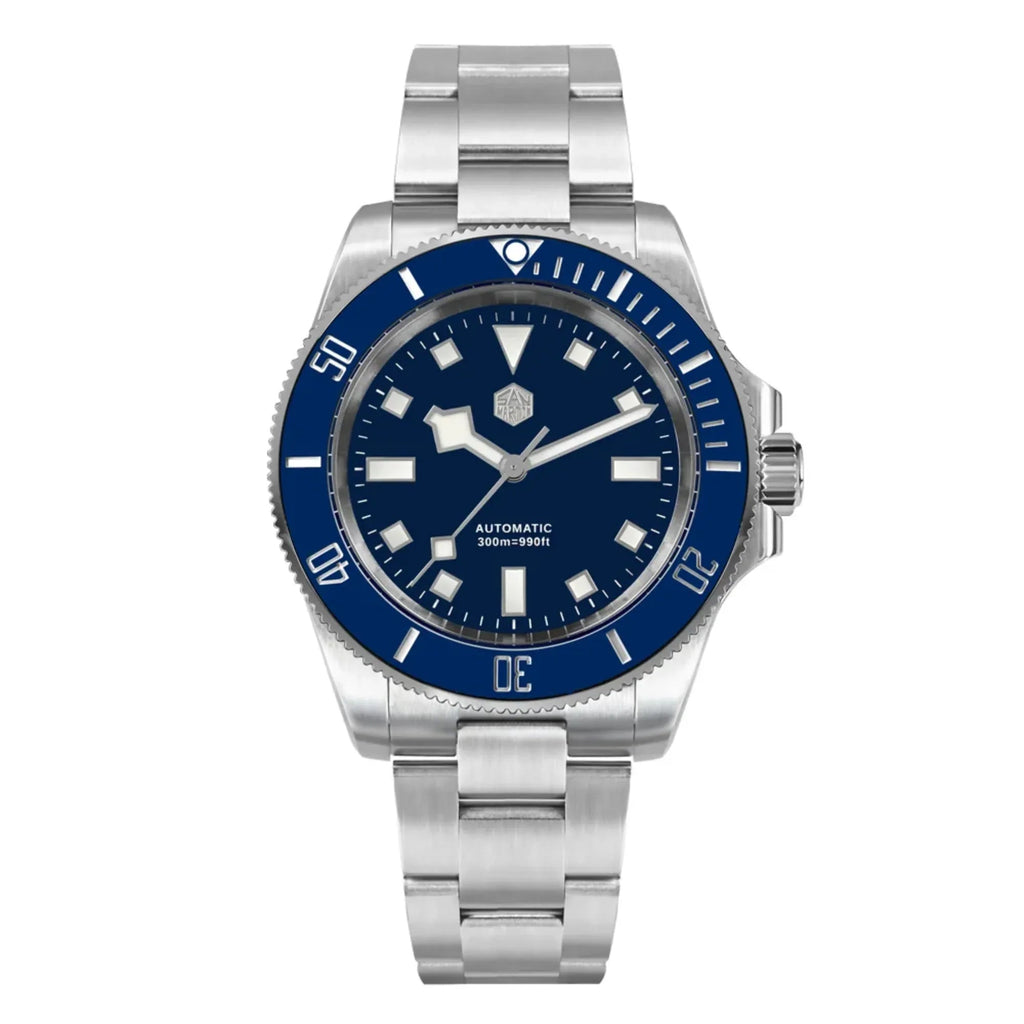 San Martin New Diver Watch Classic Snowflake Hands SN0111G - Blue - DREAM WATCHES