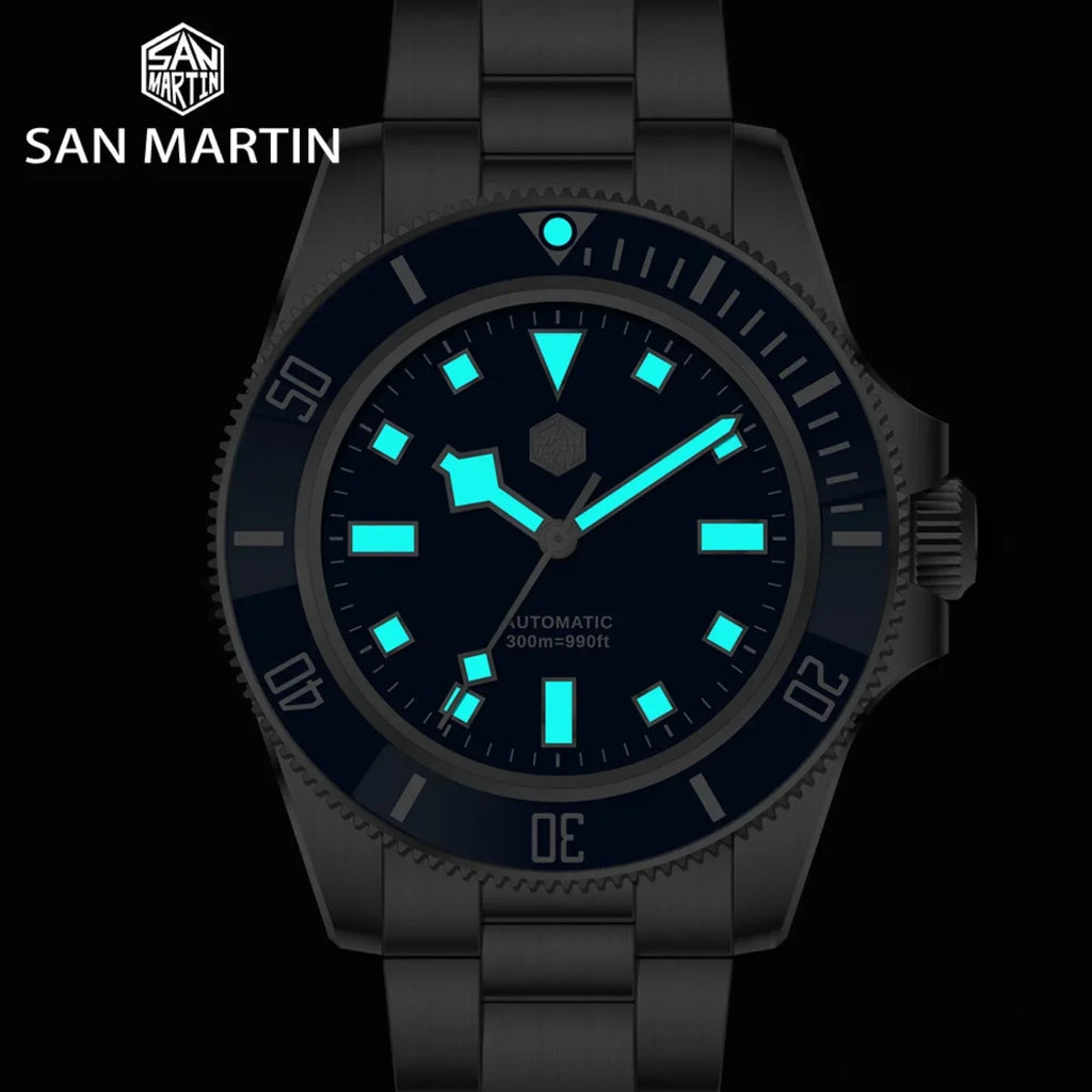 San Martin New Diver Watch Classic Snowflake Hands SN0111G - Blue - DREAM WATCHES