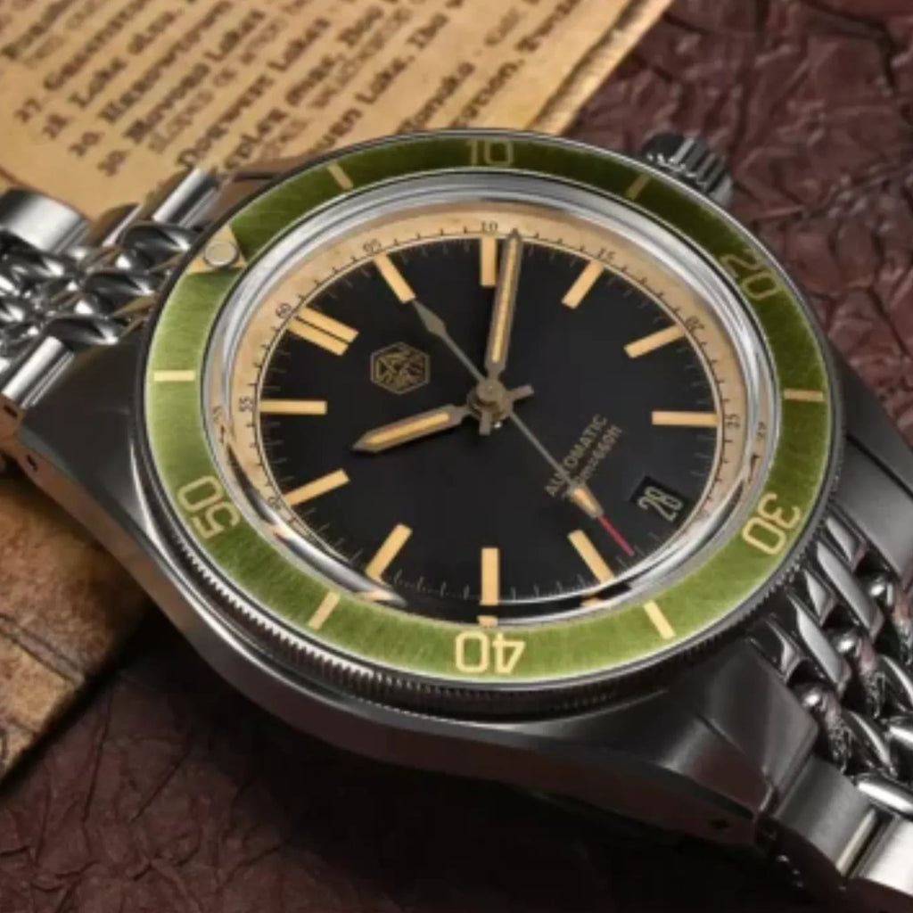 San Martin New Original Design 39.5mm Men Sports Watch NH35 Automatic Mechanical Waterproof 100m Aging Effect SN0116-B2 - DREAM WATCHES