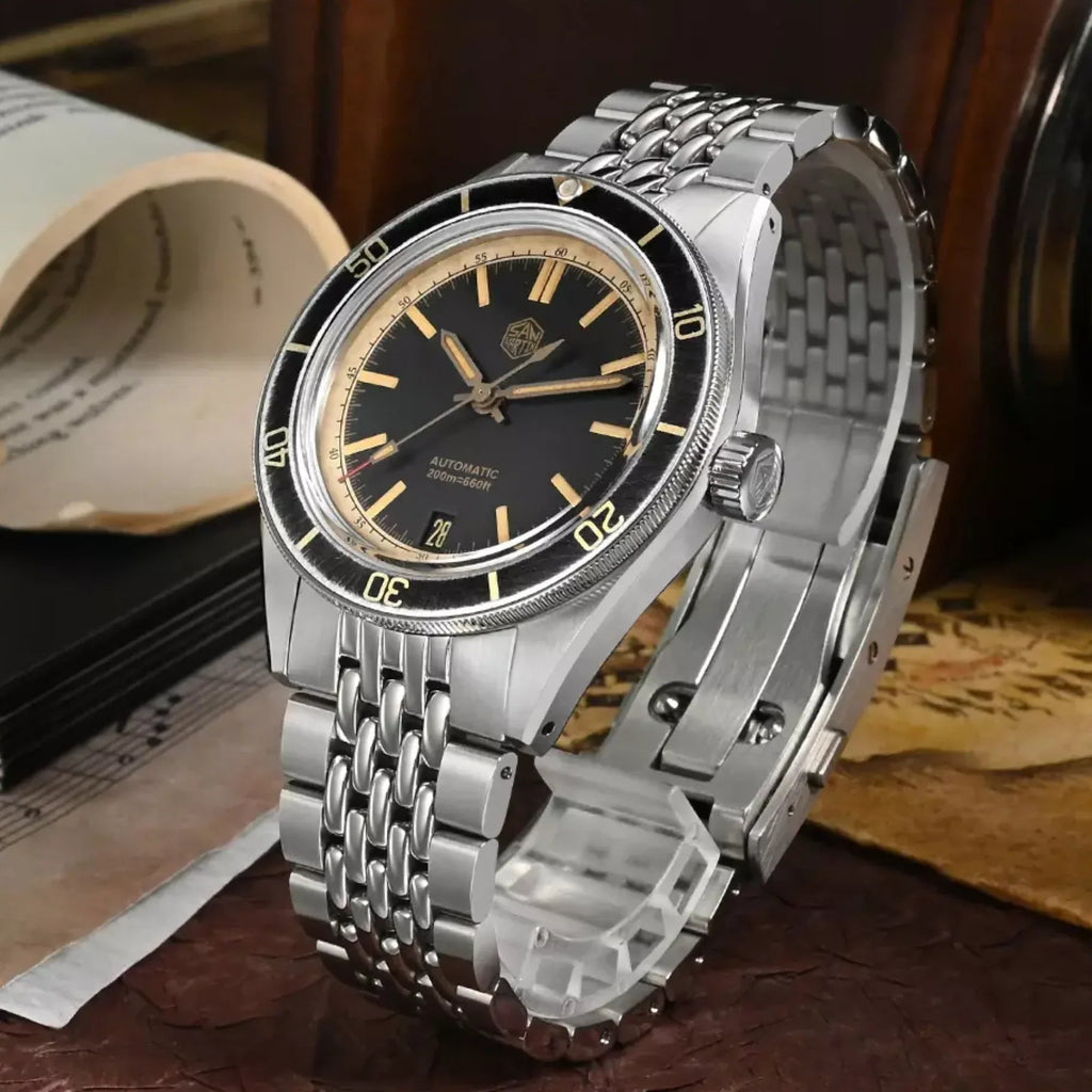 San Martin New Original Design 39.5mm Men Sports Watch NH35 Automatic Mechanical Waterproof 100m Aging Effect SN0116-B2 - DREAM WATCHES