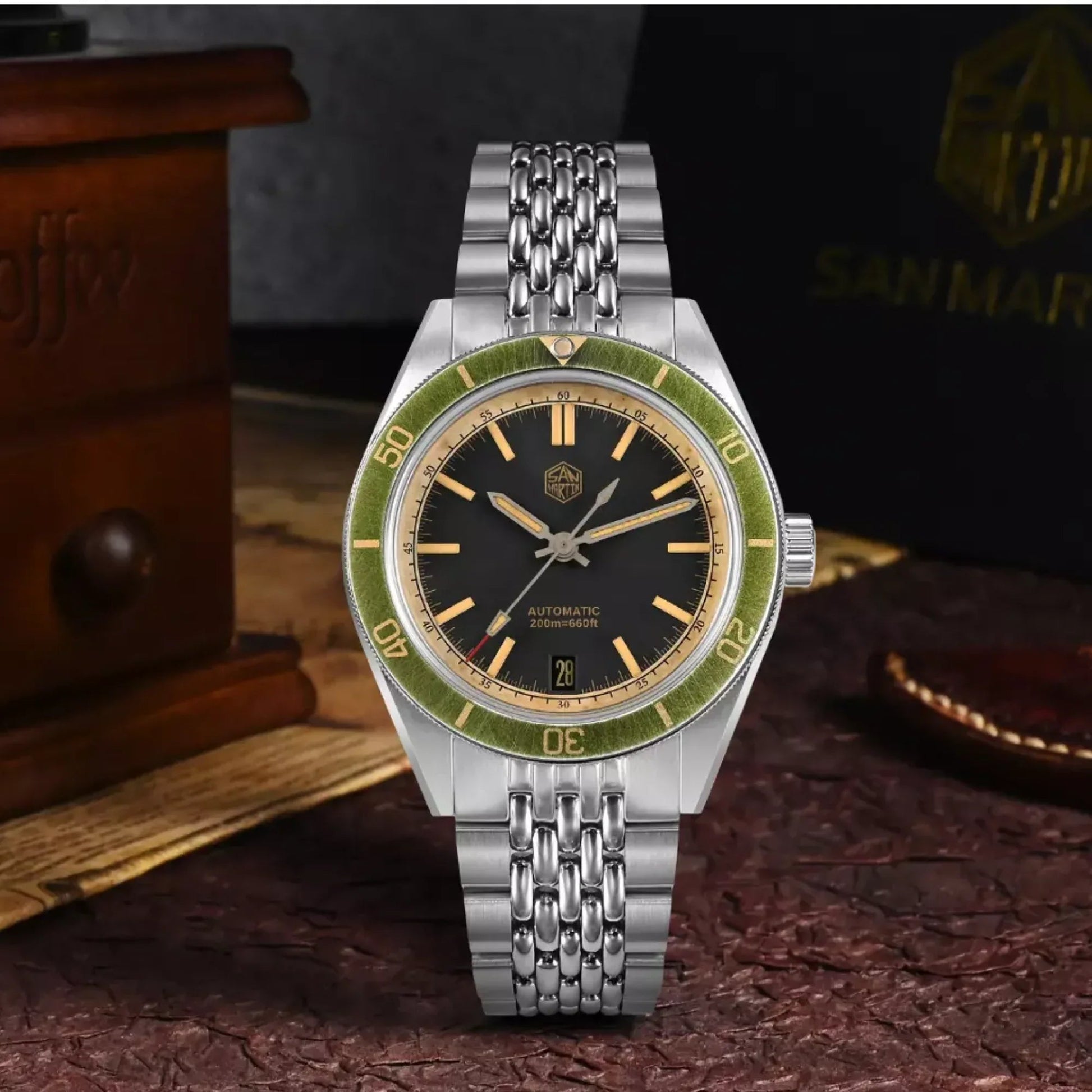 San Martin New Original Design 39.5mm Men Sports Watch NH35 Automatic Mechanical Waterproof 100m Aging Effect SN0116-B2 - DREAM WATCHES