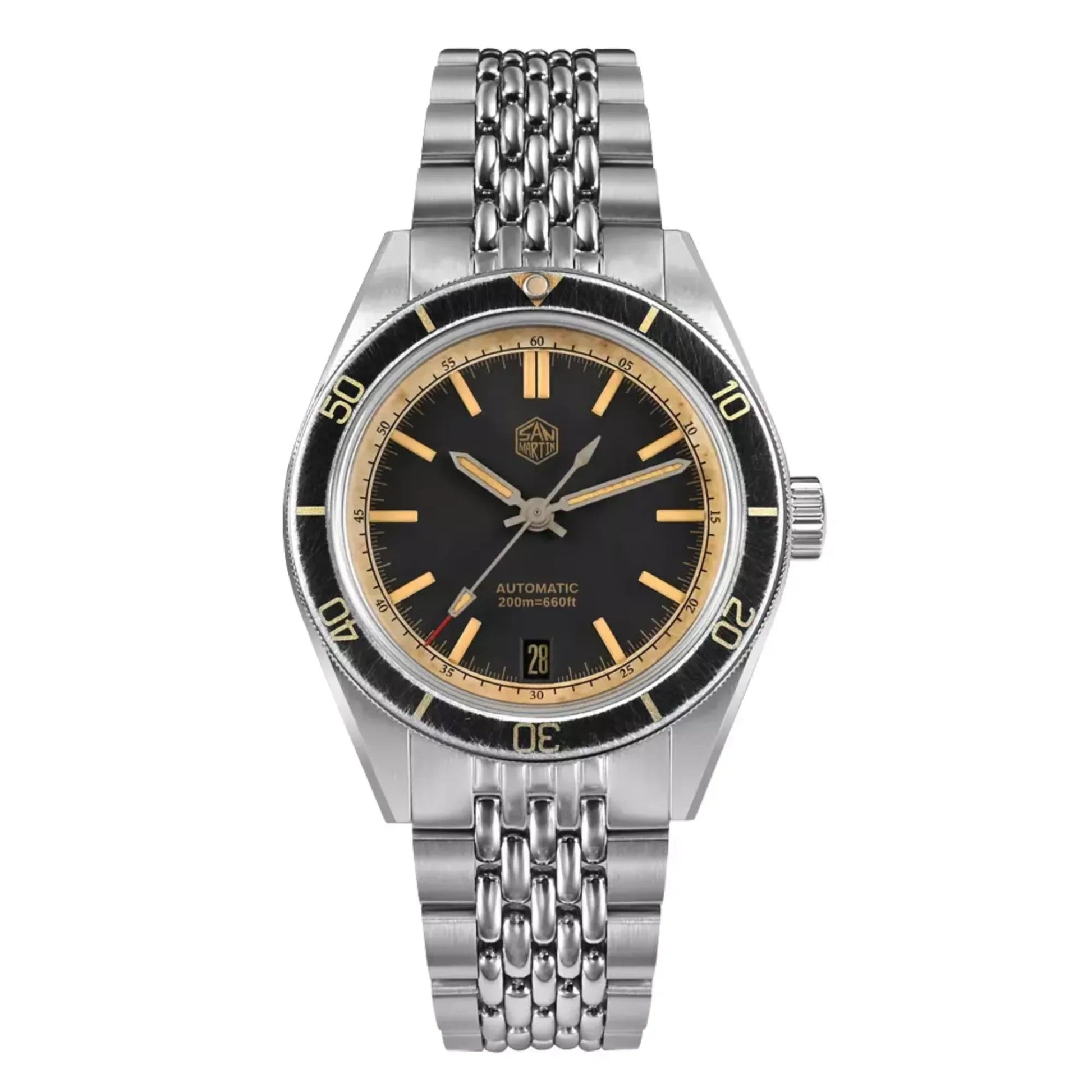 San Martin New Original Design 39.5mm Men Sports Watch NH35 Automatic Mechanical Waterproof 100m Aging Effect SN0116-B2 - DREAM WATCHES