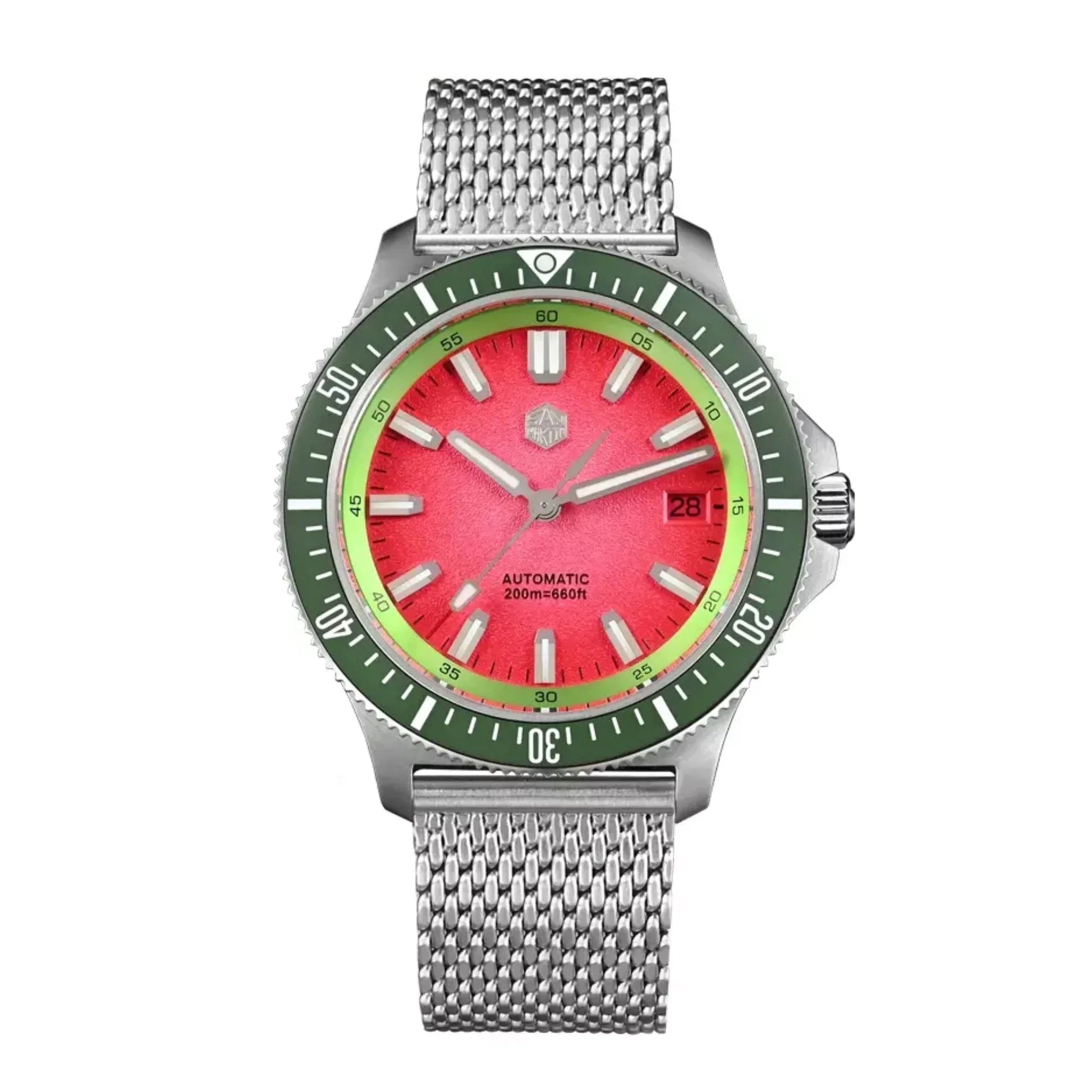 San Martin New Original Design Fashion 40mm Men Sports Watch NH35 Automatic Mechanical Waterproof 200m Gradient Red Dial SN0118-G1 - DREAM WATCHES