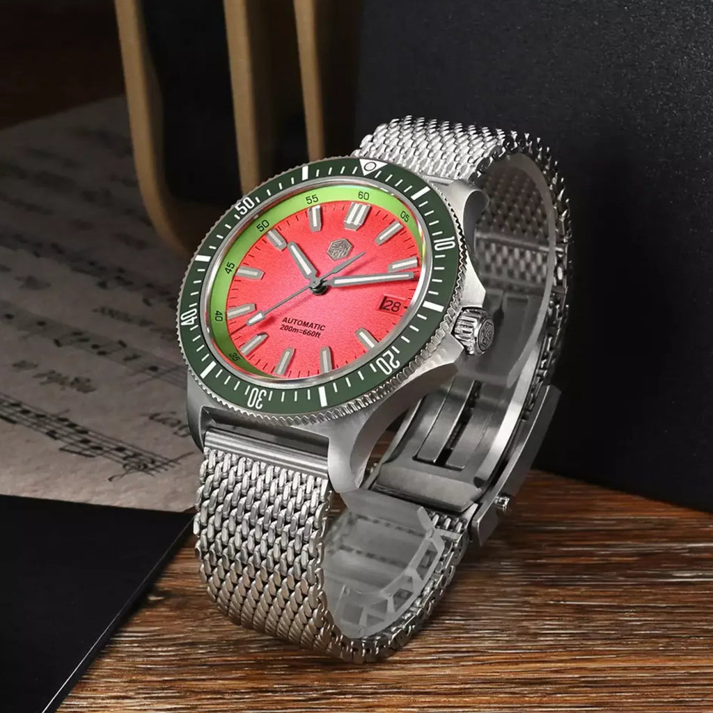 San Martin New Original Design Fashion 40mm Men Sports Watch NH35 Automatic Mechanical Waterproof 200m Gradient Red Dial SN0118-G1 - DREAM WATCHES