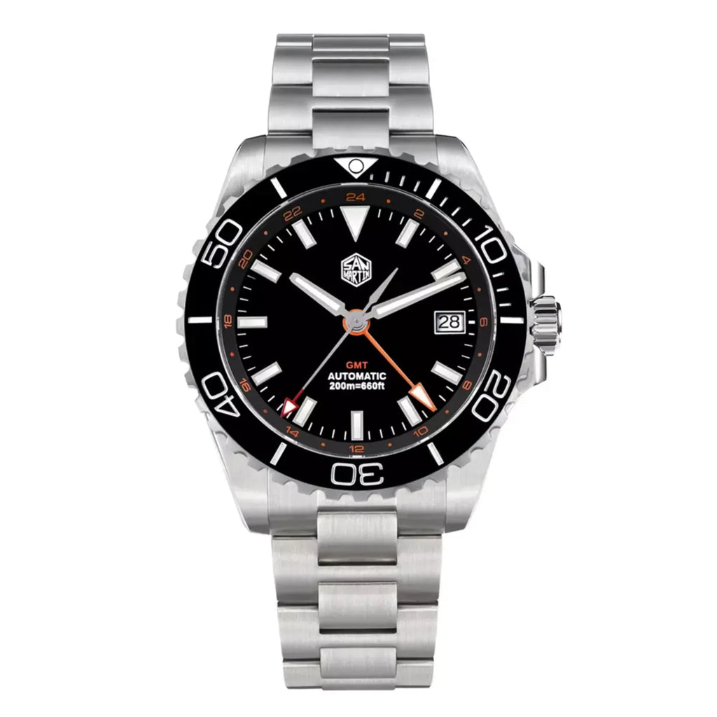 San Martin New San Martin New 39mm Diver GMT Watch Enamel Dial NH34 Stainless Steel Luxury Men Watch Automatic Mechanical Sapphire Luminous SN0136-G-GMT - DREAM WATCHES