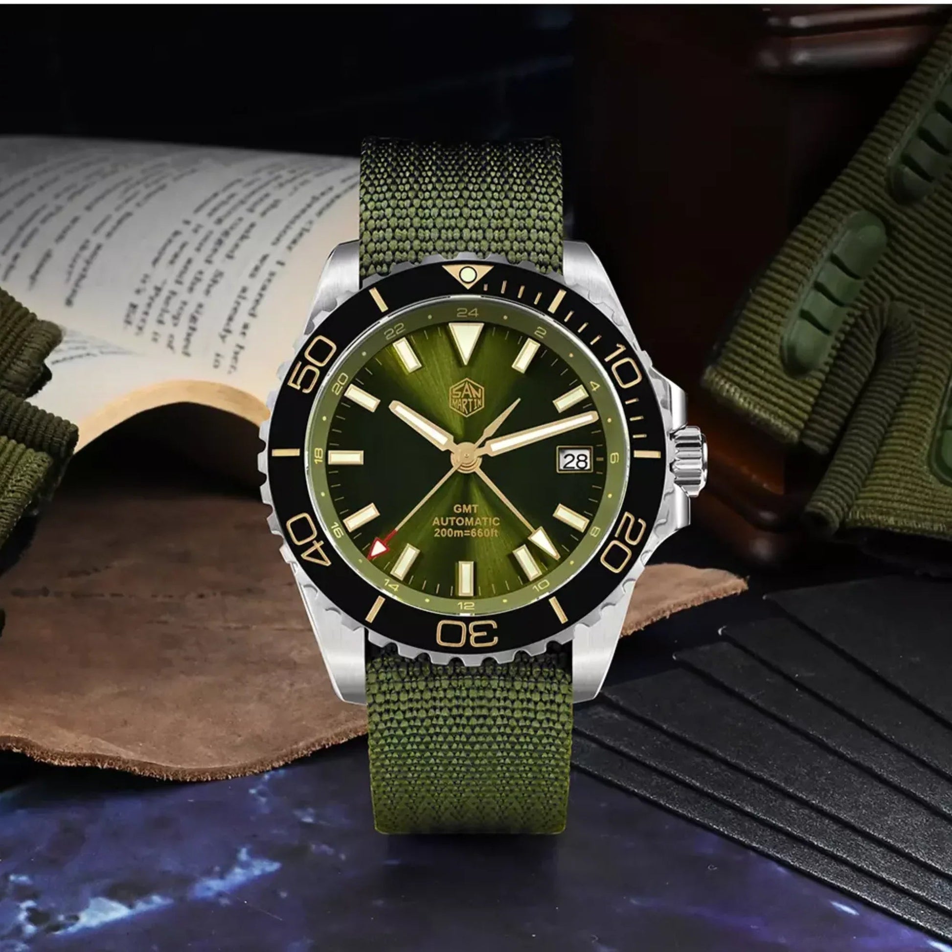 San Martin New San Martin New 39mm Diver GMT Watch Enamel Dial NH34 Stainless Steel Luxury Men Watch Automatic Mechanical Sapphire Luminous SN0136-G-GMT - DREAM WATCHES