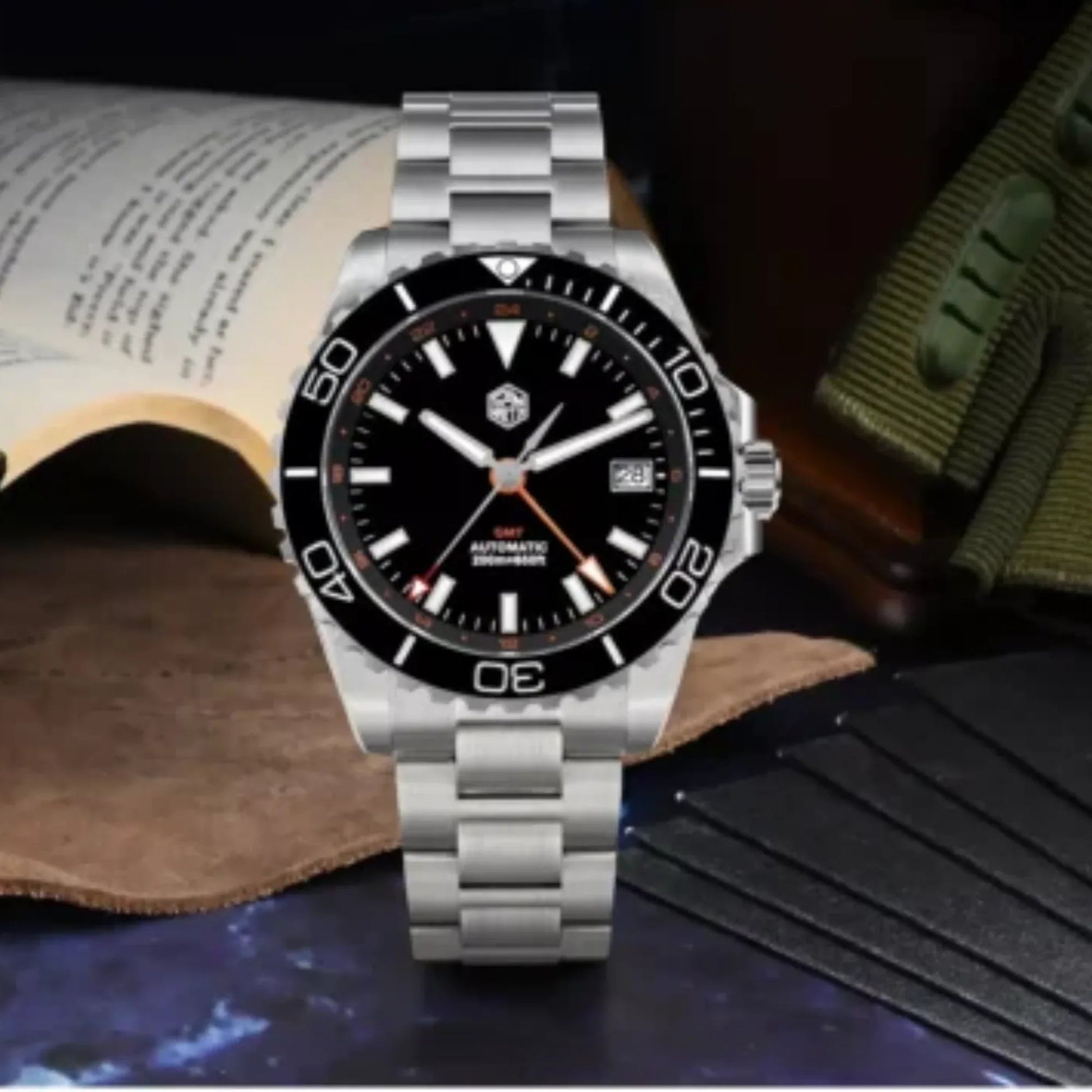 San Martin New San Martin New 39mm Diver GMT Watch Enamel Dial NH34 Stainless Steel Luxury Men Watch Automatic Mechanical Sapphire Luminous SN0136-G-GMT - DREAM WATCHES
