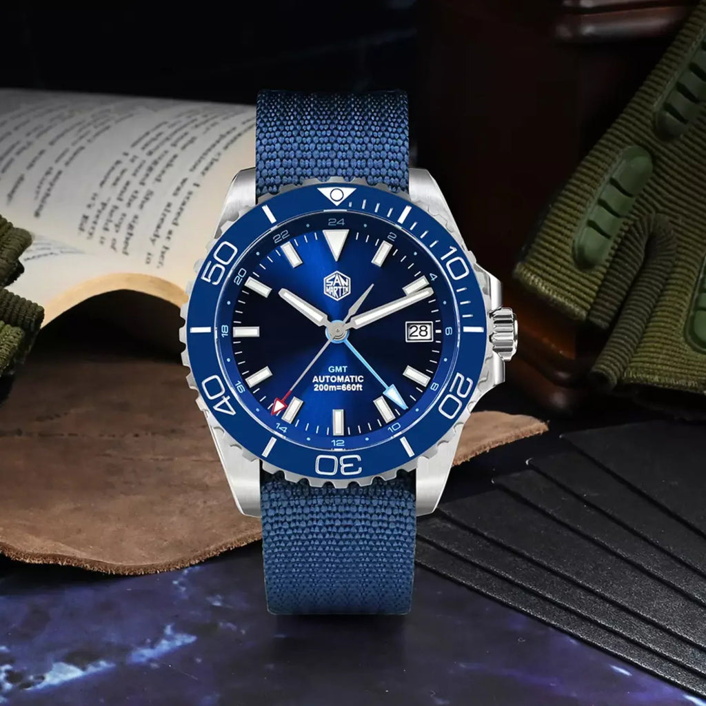 San Martin New San Martin New 39mm Diver GMT Watch Enamel Dial NH34 Stainless Steel Luxury Men Watch Automatic Mechanical Sapphire Luminous SN0136-G-GMT - DREAM WATCHES