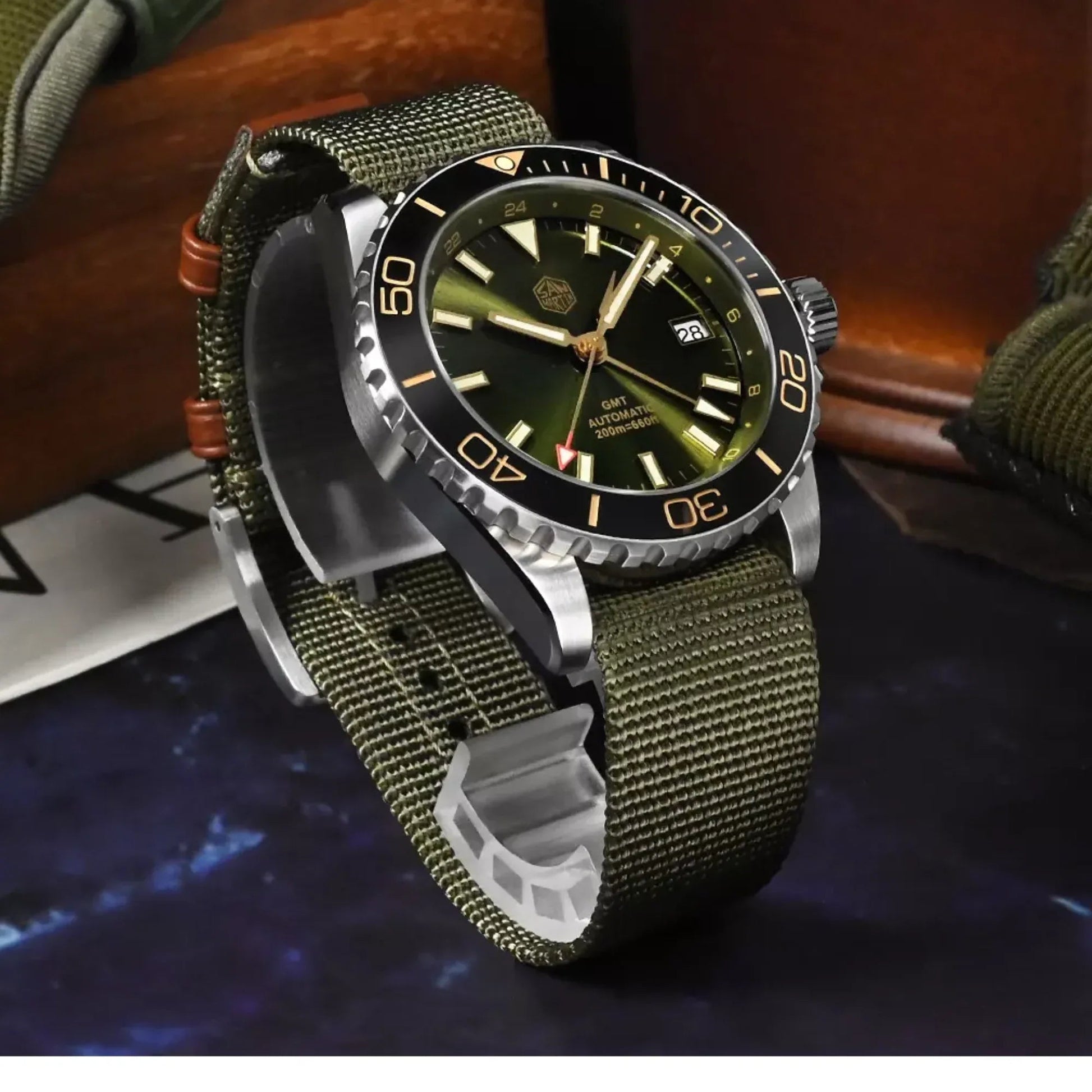 San Martin New San Martin New 39mm Diver GMT Watch Enamel Dial NH34 Stainless Steel Luxury Men Watch Automatic Mechanical Sapphire Luminous SN0136-G-GMT - DREAM WATCHES