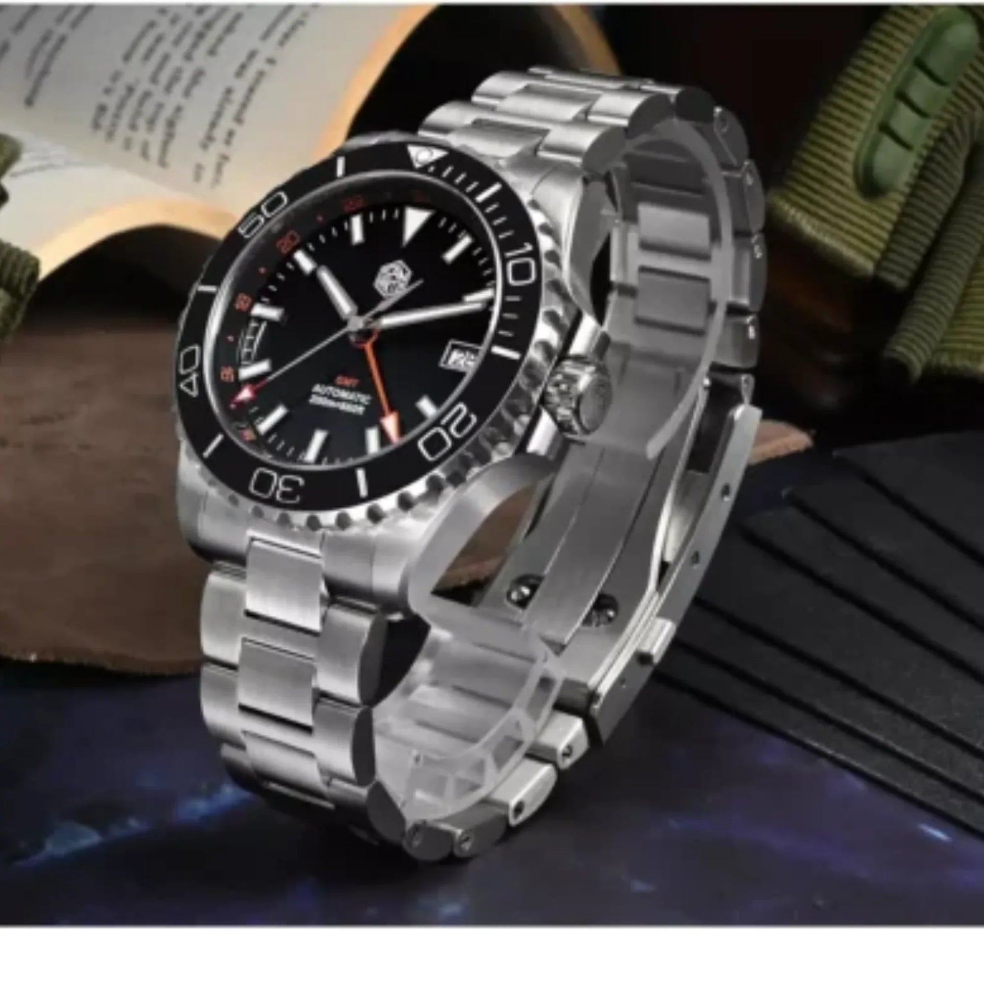 San Martin New San Martin New 39mm Diver GMT Watch Enamel Dial NH34 Stainless Steel Luxury Men Watch Automatic Mechanical Sapphire Luminous SN0136-G-GMT - DREAM WATCHES
