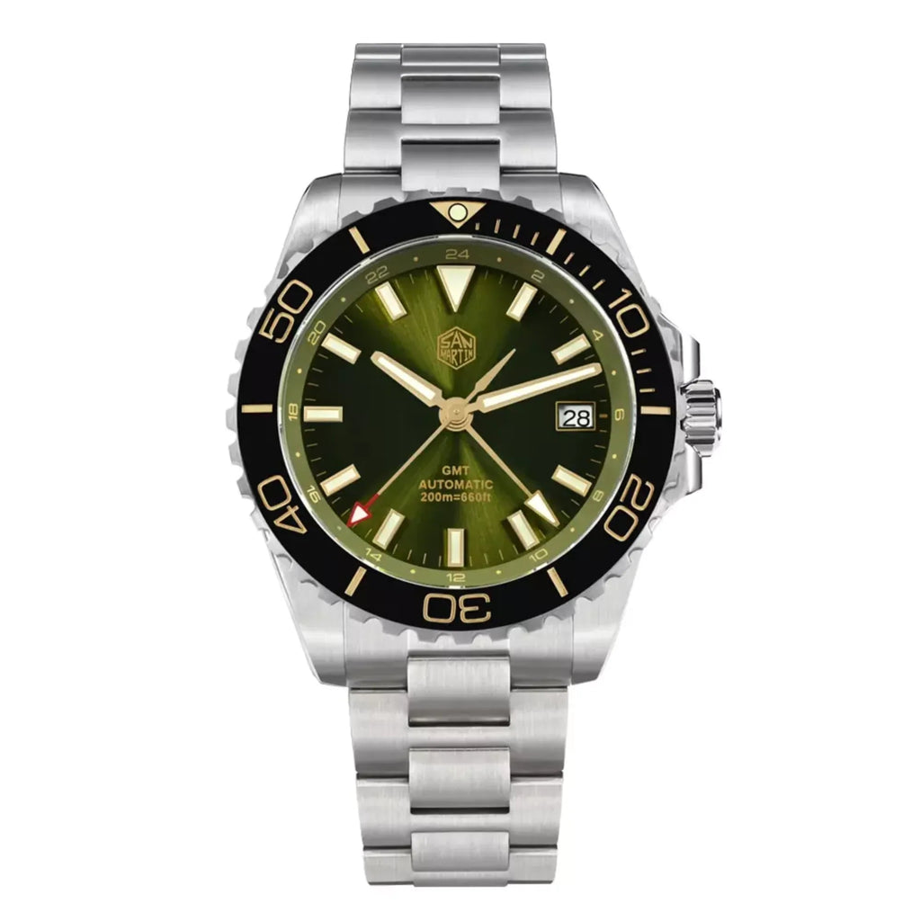 San Martin New San Martin New 39mm Diver GMT Watch Enamel Dial NH34 Stainless Steel Luxury Men Watch Automatic Mechanical Sapphire Luminous SN0136-G-GMT - DREAM WATCHES