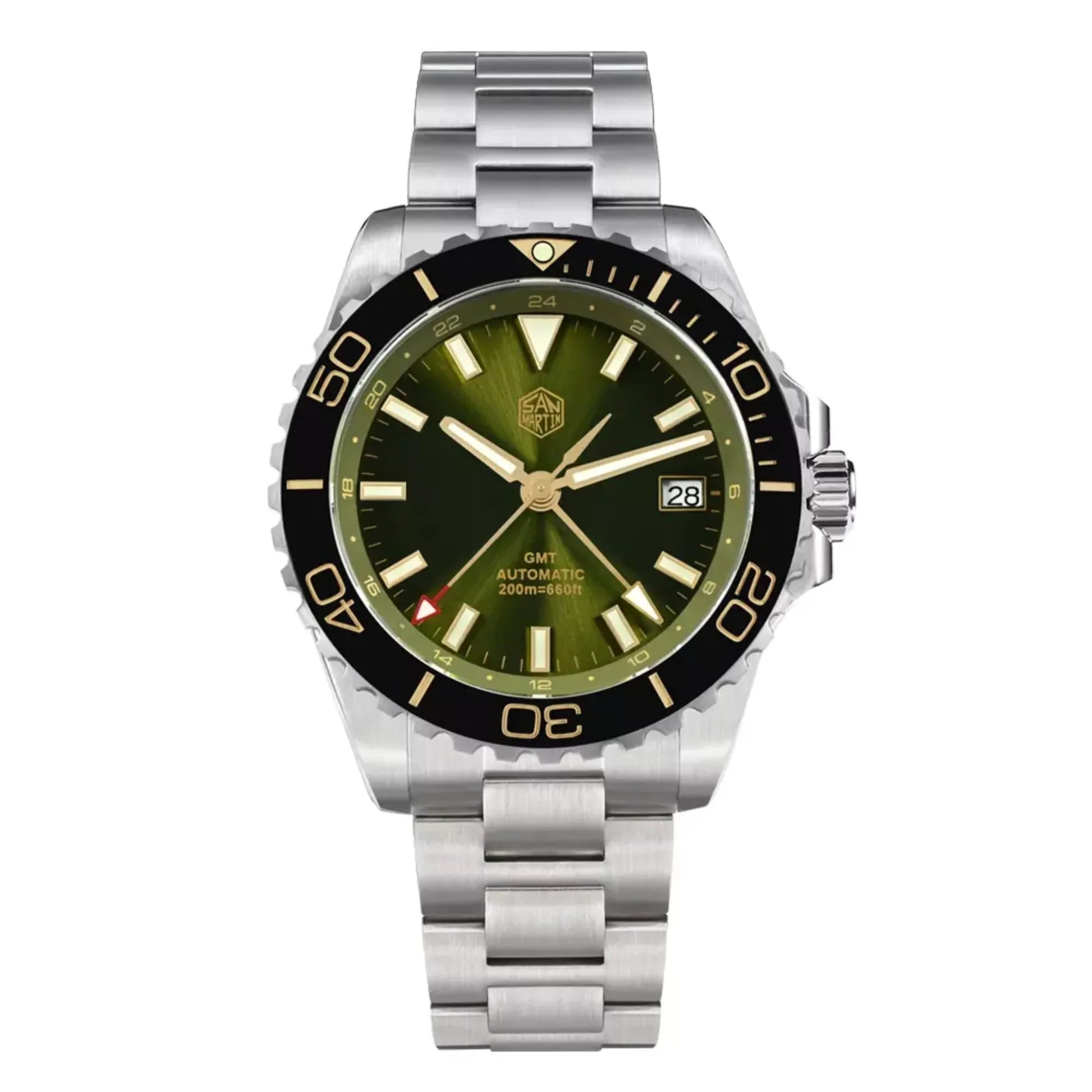 San Martin New San Martin New 39mm Diver GMT Watch Enamel Dial NH34 Stainless Steel Luxury Men Watch Automatic Mechanical Sapphire Luminous SN0136-G-GMT - DREAM WATCHES