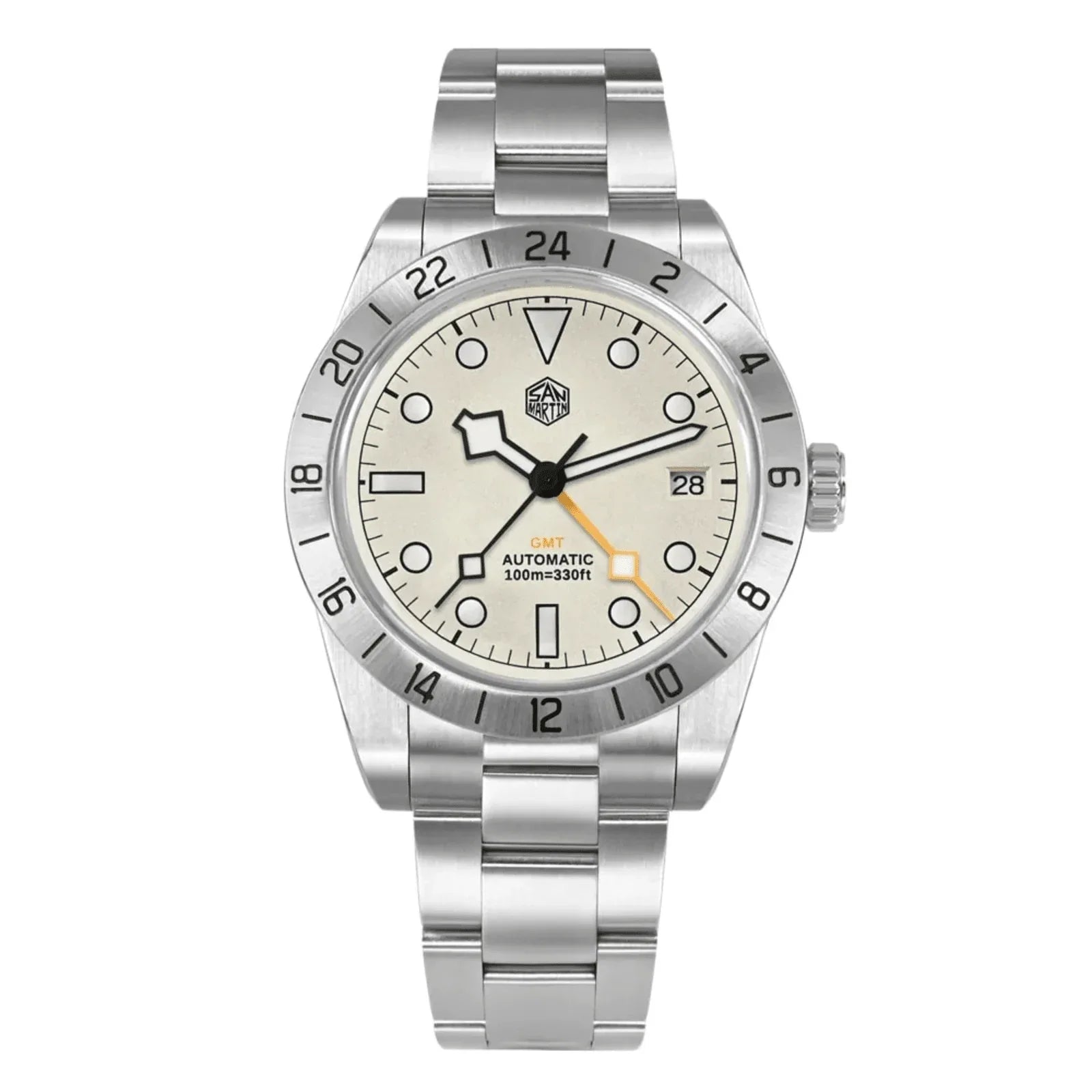 San Martin NH34 39mm BB GMT Watch SN0054GB - White Dial - DREAM WATCHES