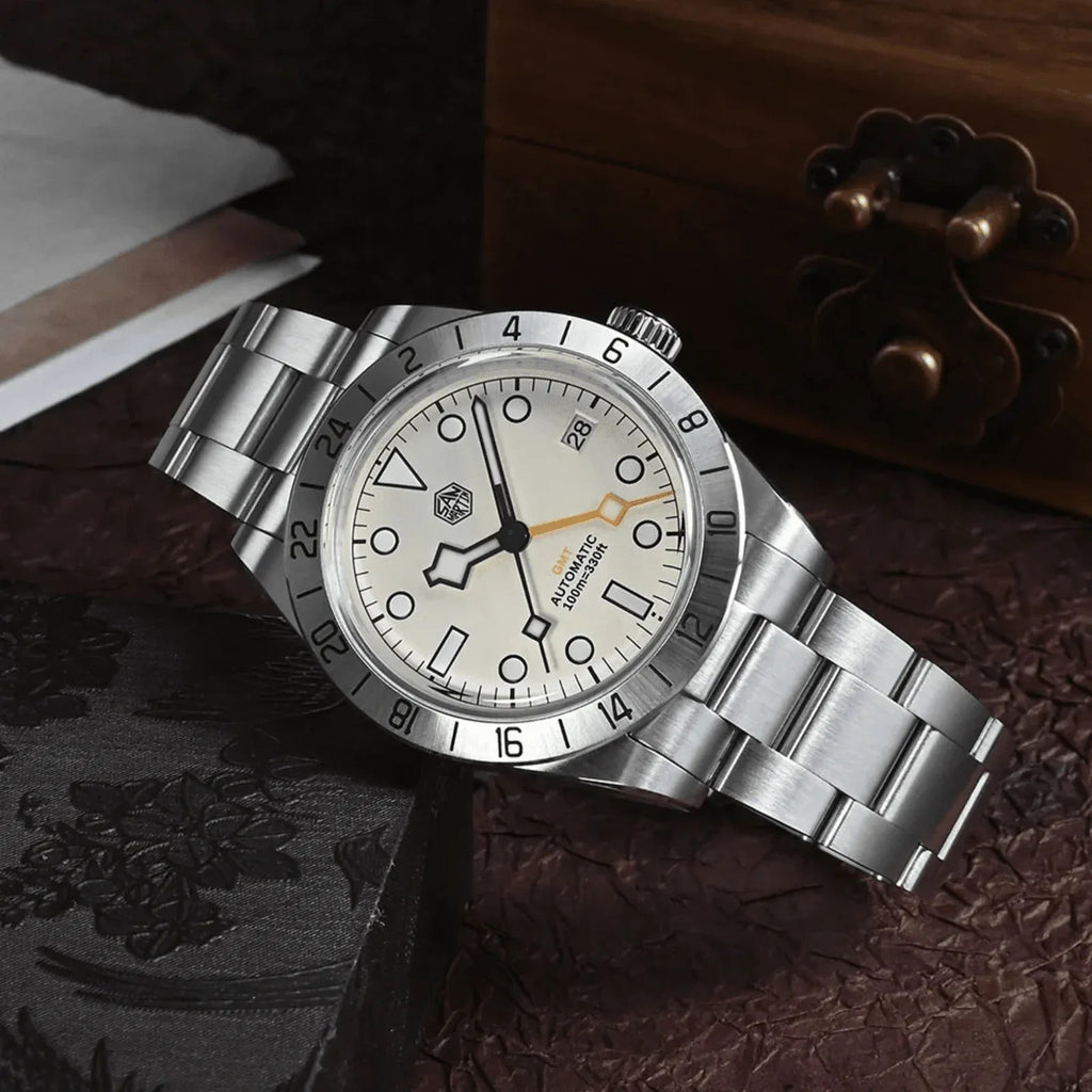 San Martin NH34 39mm BB GMT Watch SN0054GB - White Dial - DREAM WATCHES