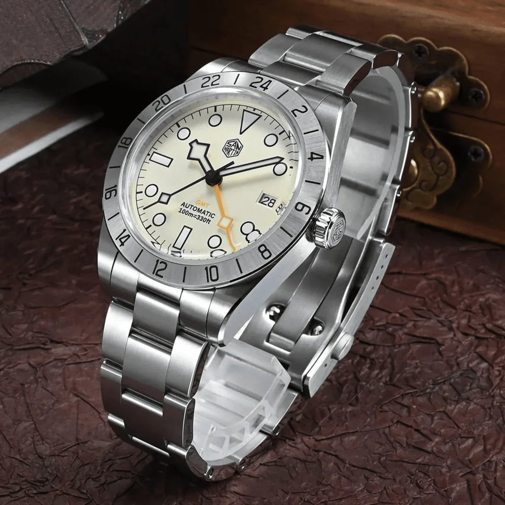 San Martin NH34 39mm BB GMT Watch SN0054GB - White Dial - DREAM WATCHES