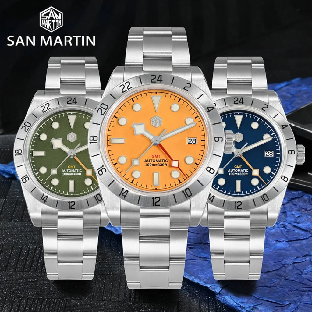 San Martin NH34 39mm BB GMT Watch SN054C - Green - DREAM WATCHES