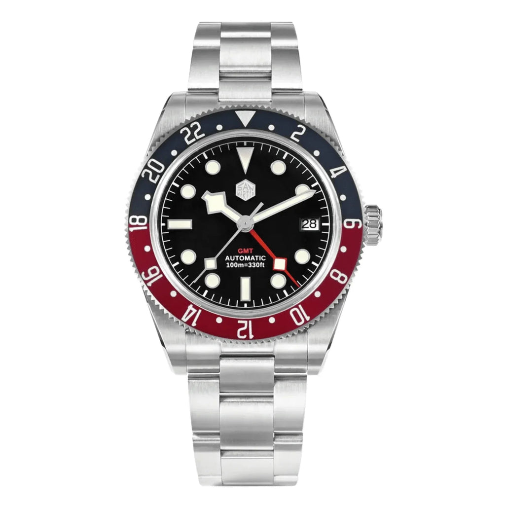 San Martin NH34 BB58 GMT Watch SN0109 - Black Dial - DREAM WATCHES