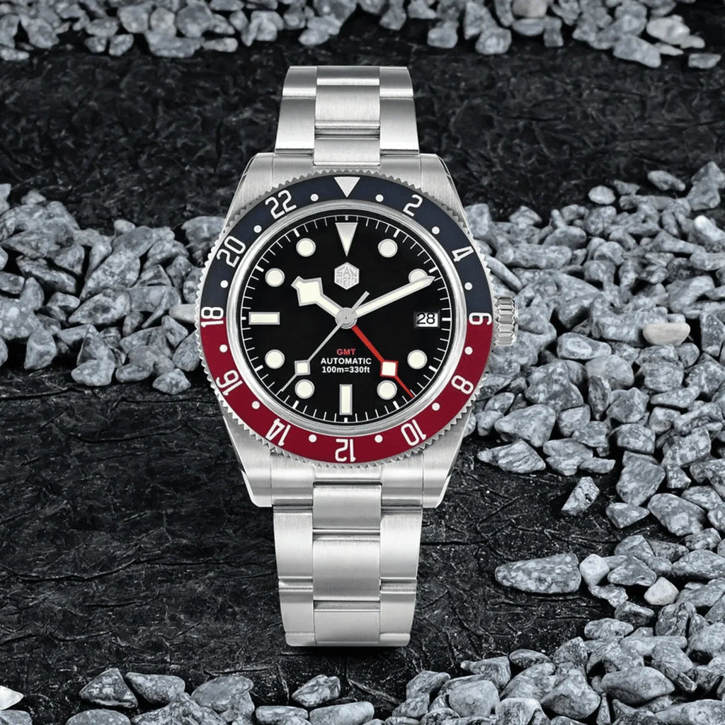 San Martin NH34 BB58 GMT Watch SN0109 - Black Dial - DREAM WATCHES