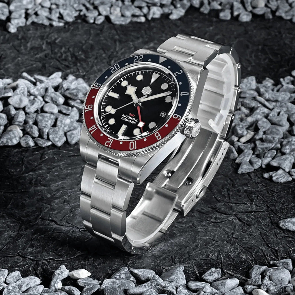 San Martin NH34 BB58 GMT Watch SN0109 - Black Dial - DREAM WATCHES