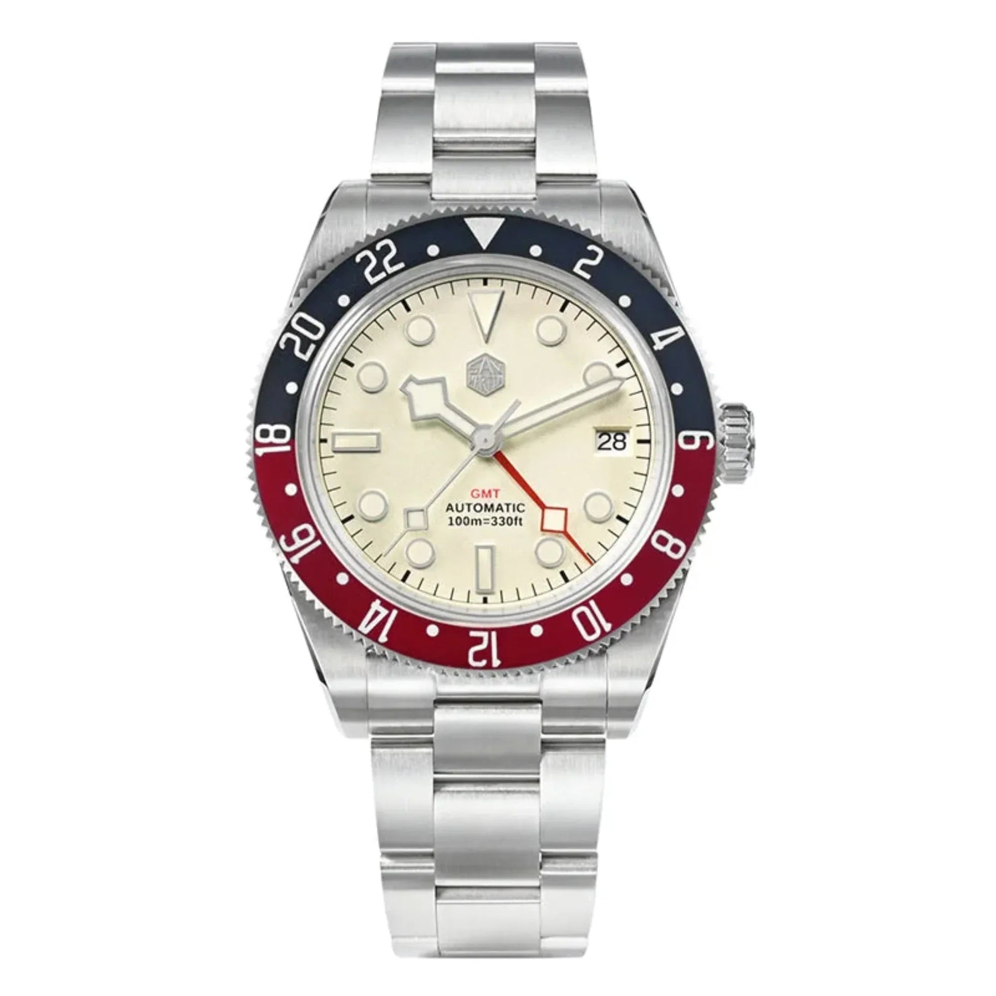 San Martin NH34 BB58 GMT Watch SN0109 - White Dial - DREAM WATCHES