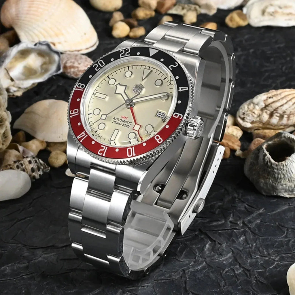 San Martin NH34 BB58 GMT Watch SN0109 - White Dial - DREAM WATCHES