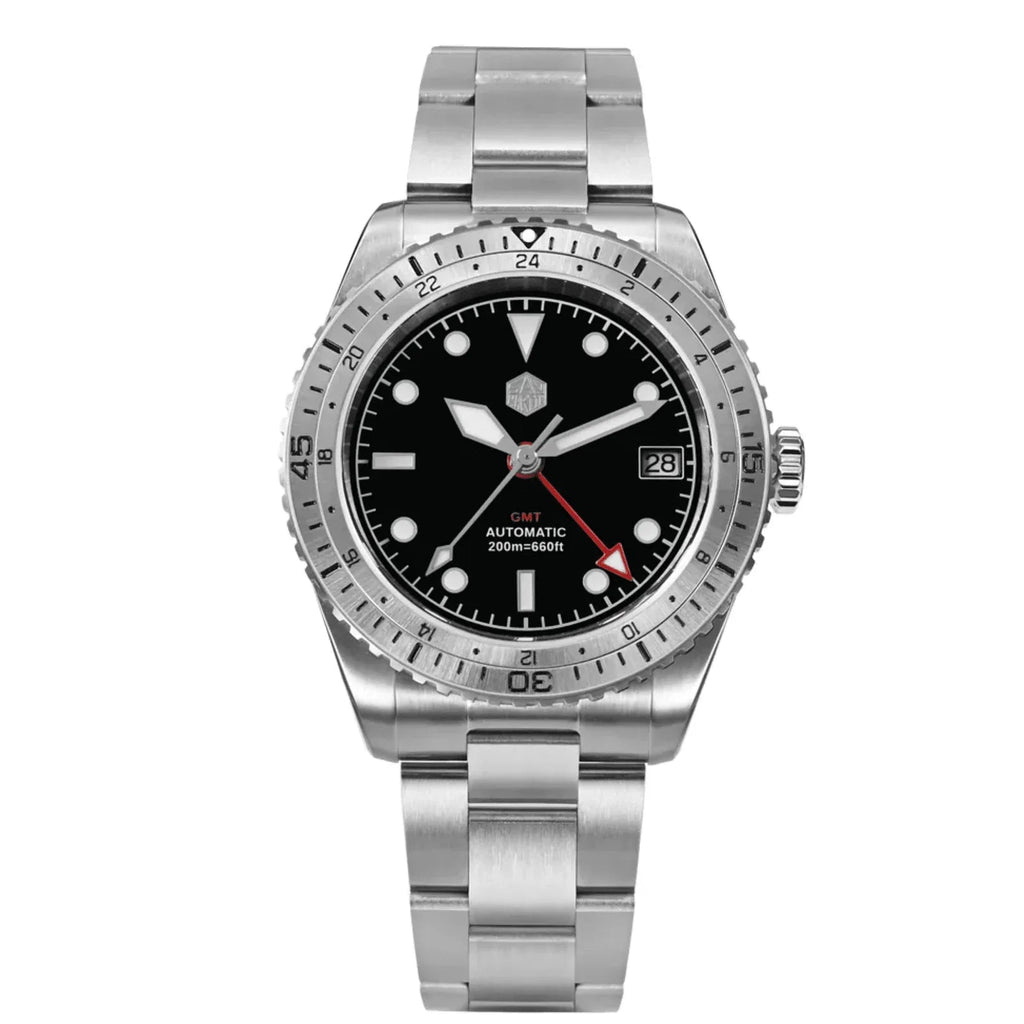 San Martin NH34 GMT Bidirectional Bezel Light Date SN0112G - Steel Bezel - DREAM WATCHES