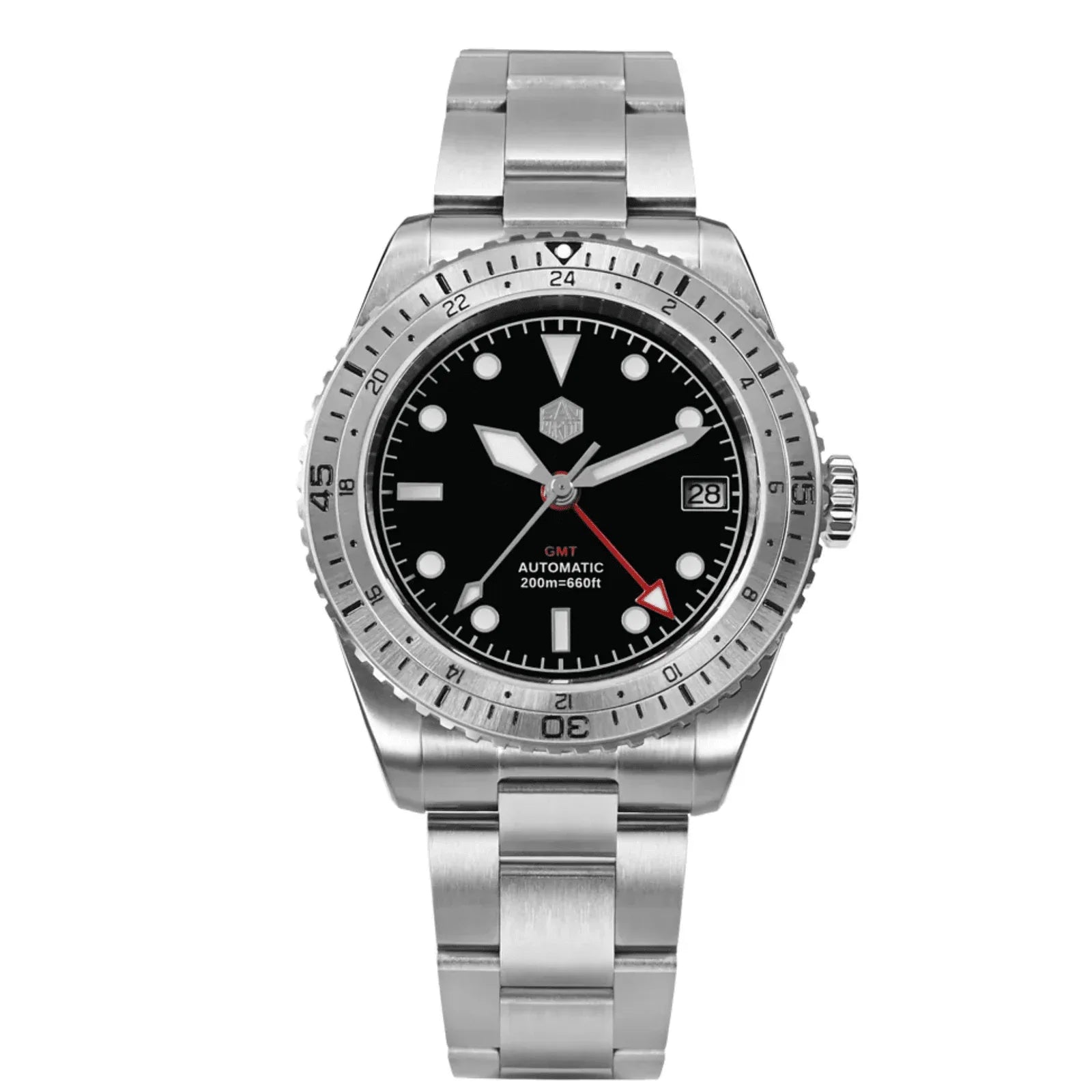 San Martin NH34 GMT Bidirectional Bezel Light Date SN0112G - Steel Bezel - DREAM WATCHES