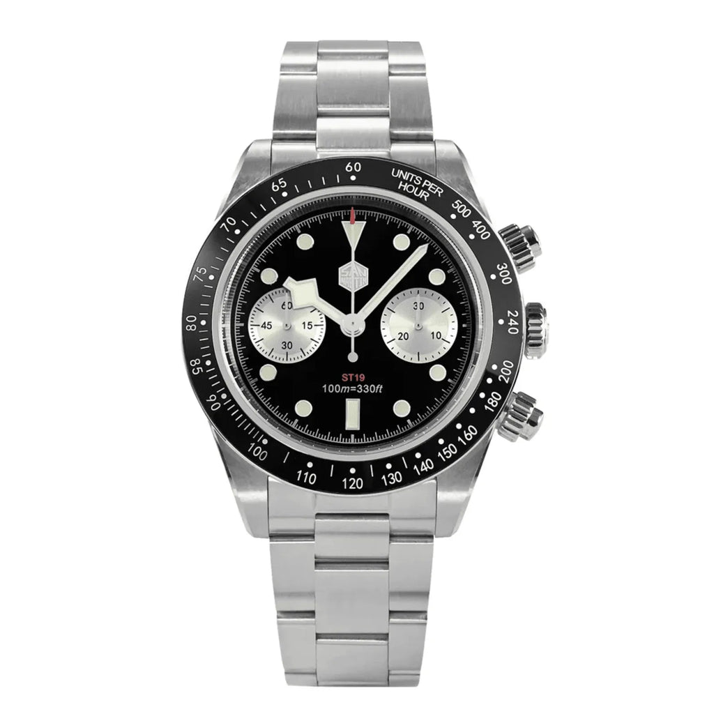San Martin Panda BB Chronograph Retro Men Watch SN052-G-JS - Black - DREAM WATCHES