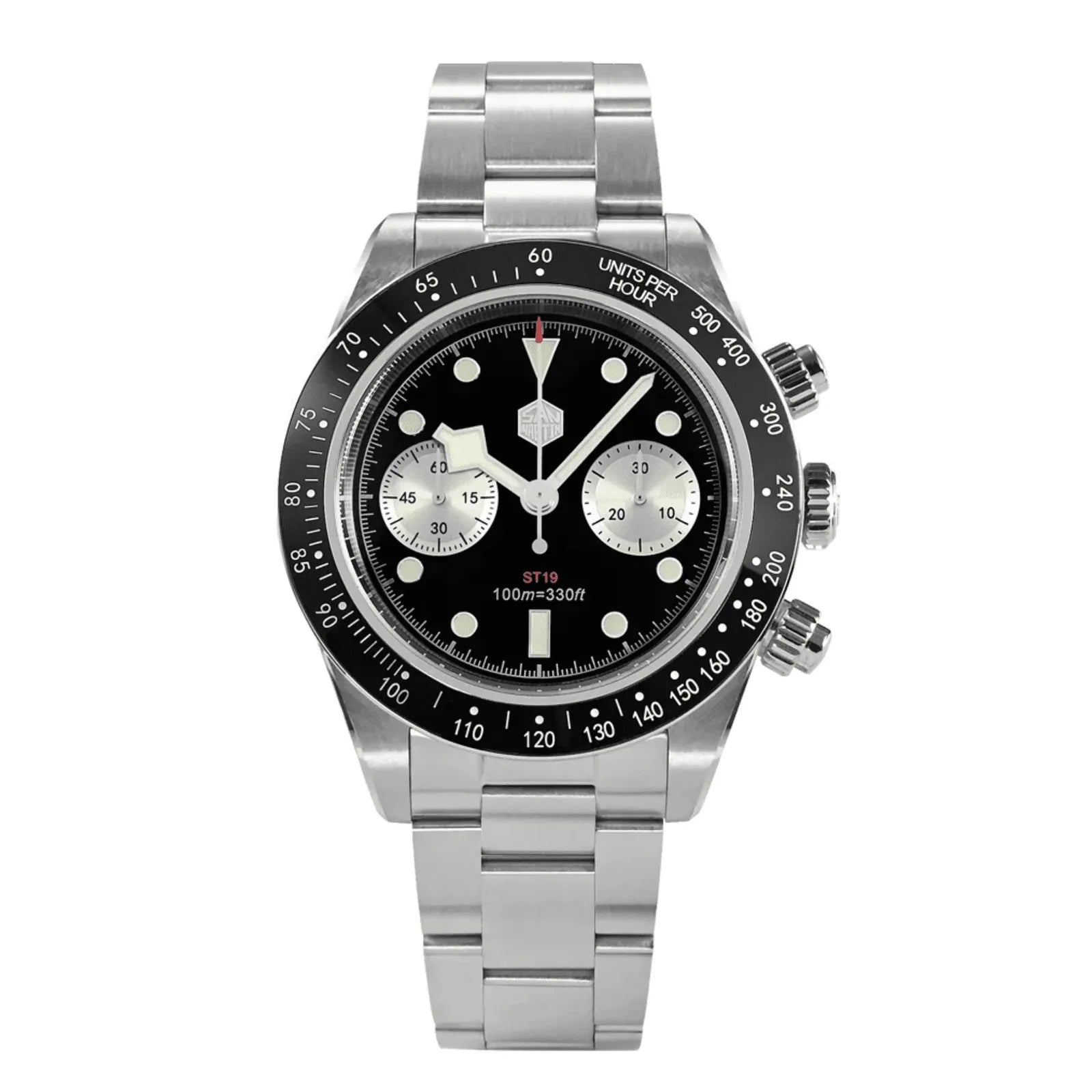 San Martin Panda BB Chronograph Retro Men Watch SN052-G-JS - Black - DREAM WATCHES