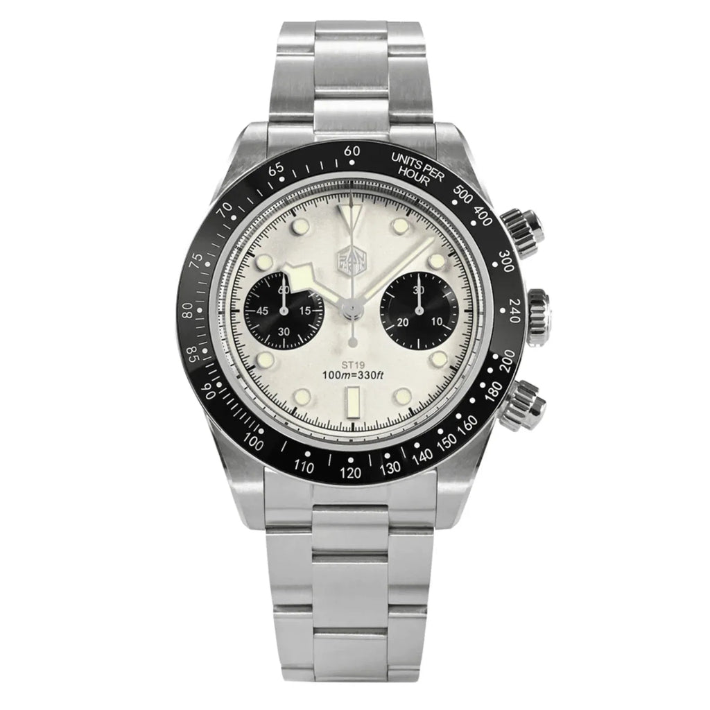 San Martin Panda BB Chronograph Retro Men Watch SN052-G-JS - White - DREAM WATCHES