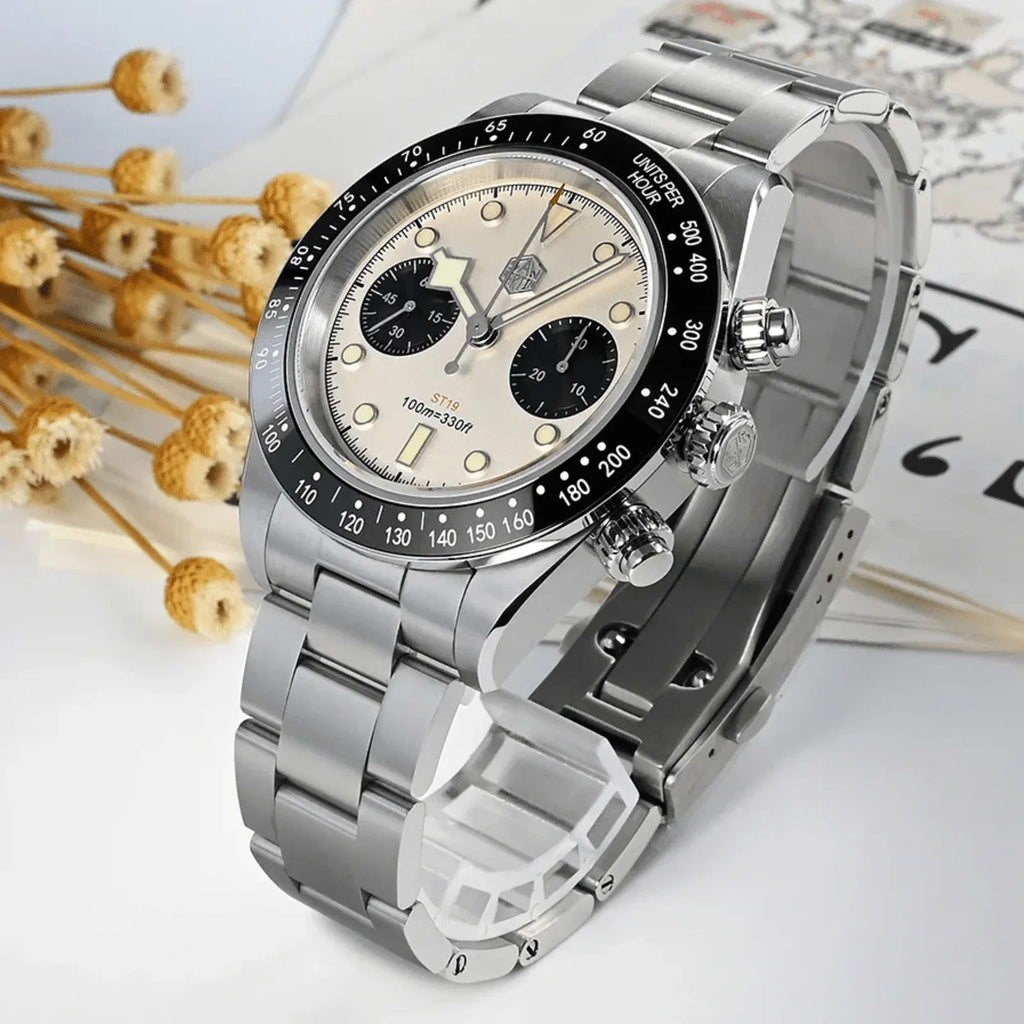 San Martin Panda BB Chronograph Retro Men Watch SN052-G-JS - White - DREAM WATCHES