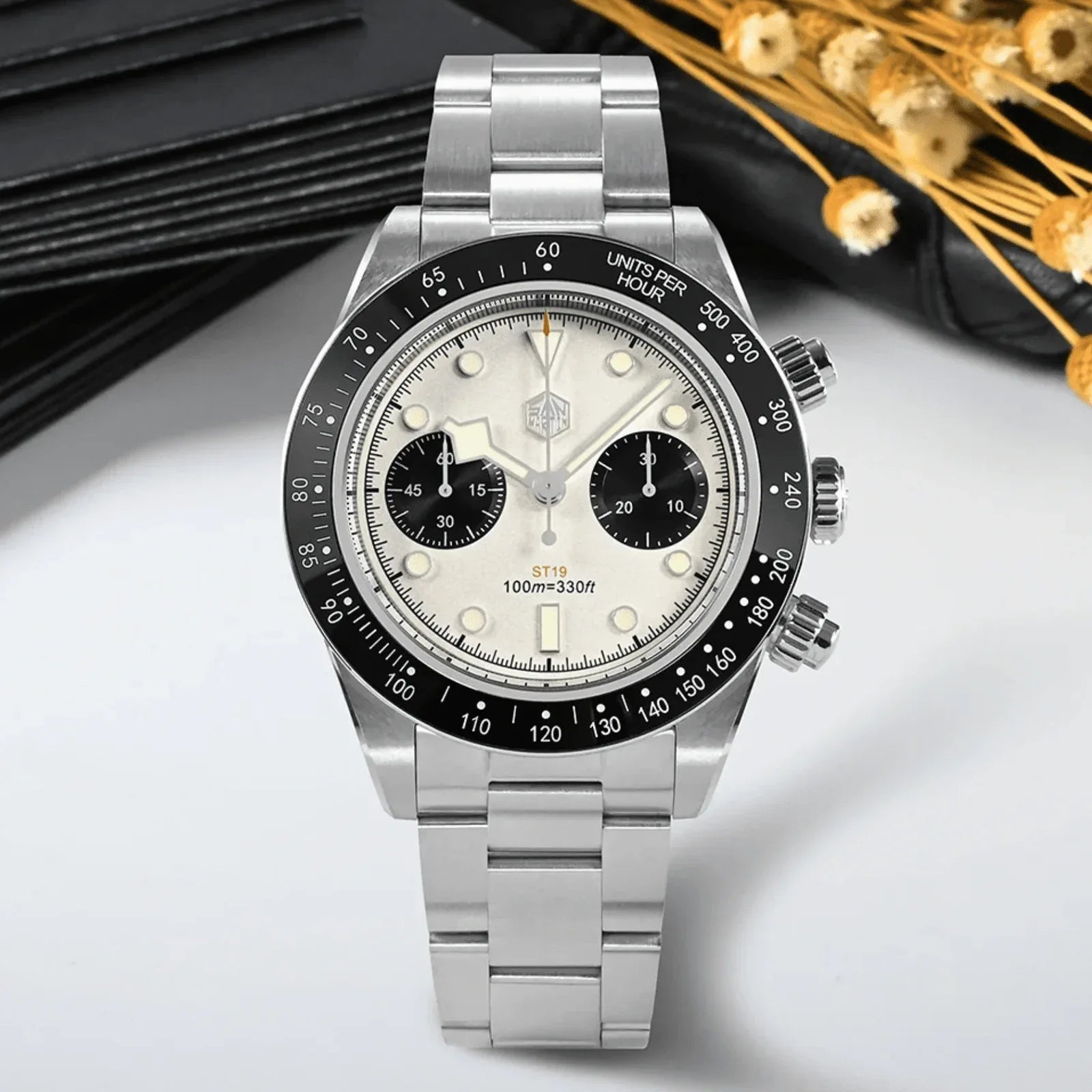 San Martin Panda BB Chronograph Retro Men Watch SN052-G-JS - White - DREAM WATCHES