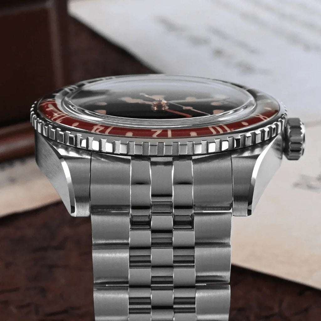 San Martin Vintage GMT Watch SN005-G2 - Black - DREAM WATCHES