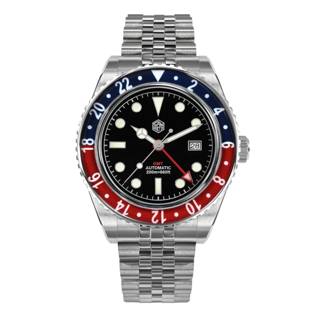 San Martin Vintage GMT Watch SN005-G4 - Black - DREAM WATCHES