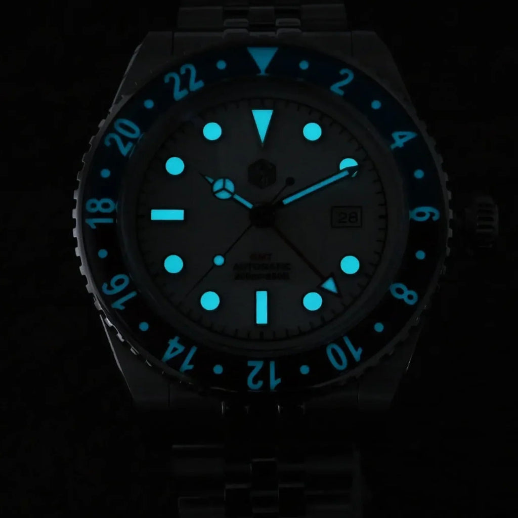 San Martin Vintage GMT Watch SN005-G4 - White - DREAM WATCHES