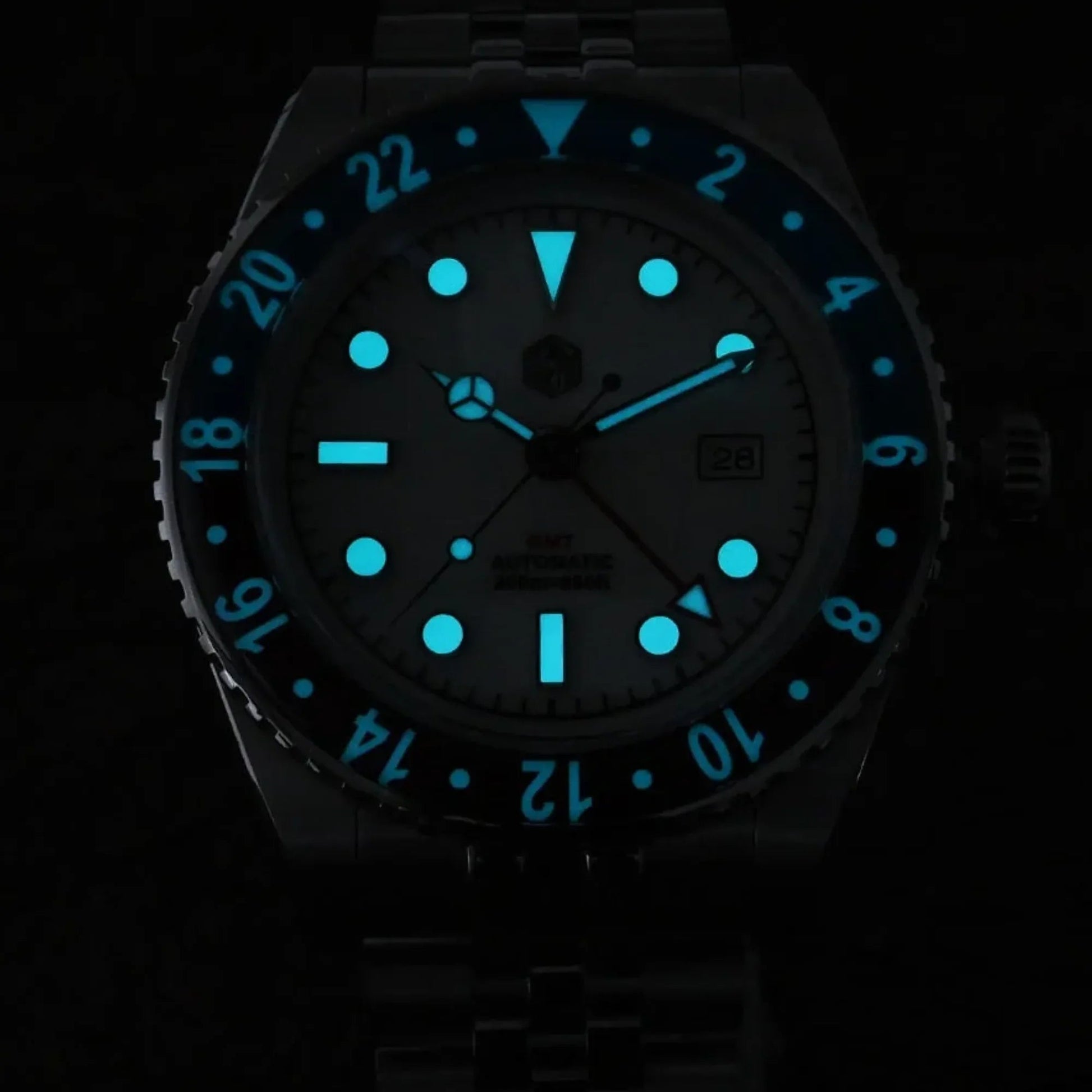 San Martin Vintage GMT Watch SN005-G4 - White - DREAM WATCHES