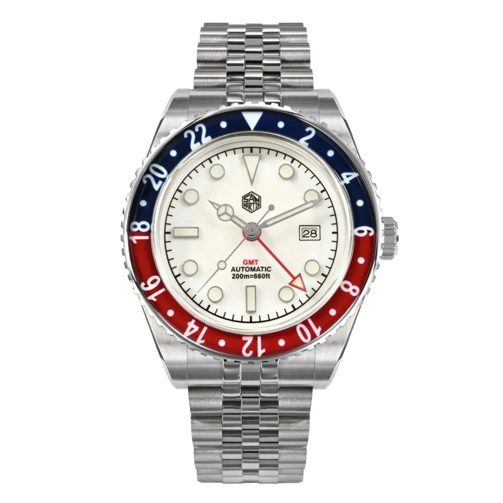 San Martin Vintage GMT Watch SN005-G4 - White - DREAM WATCHES