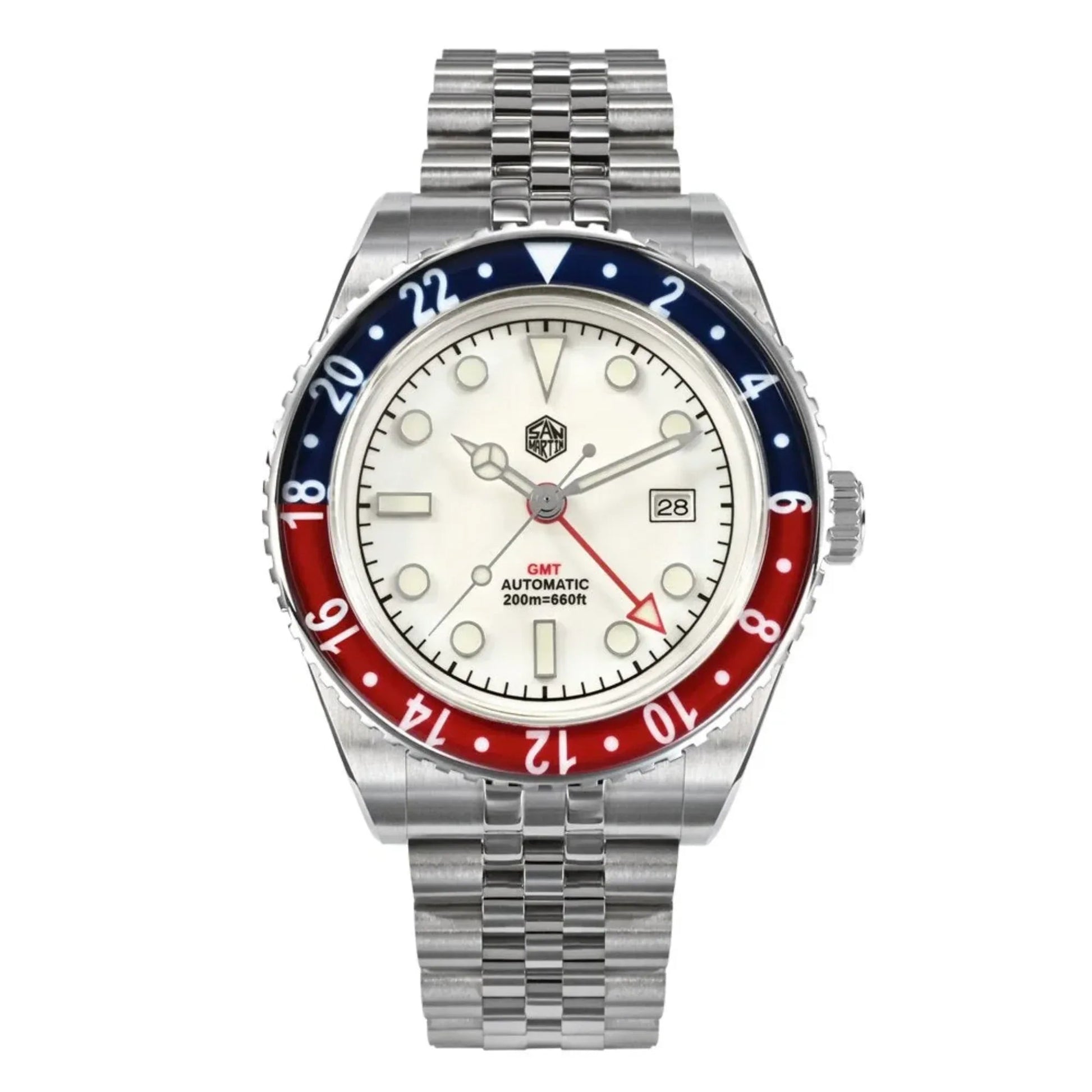 San Martin Vintage GMT Watch SN005-G4 - White - DREAM WATCHES