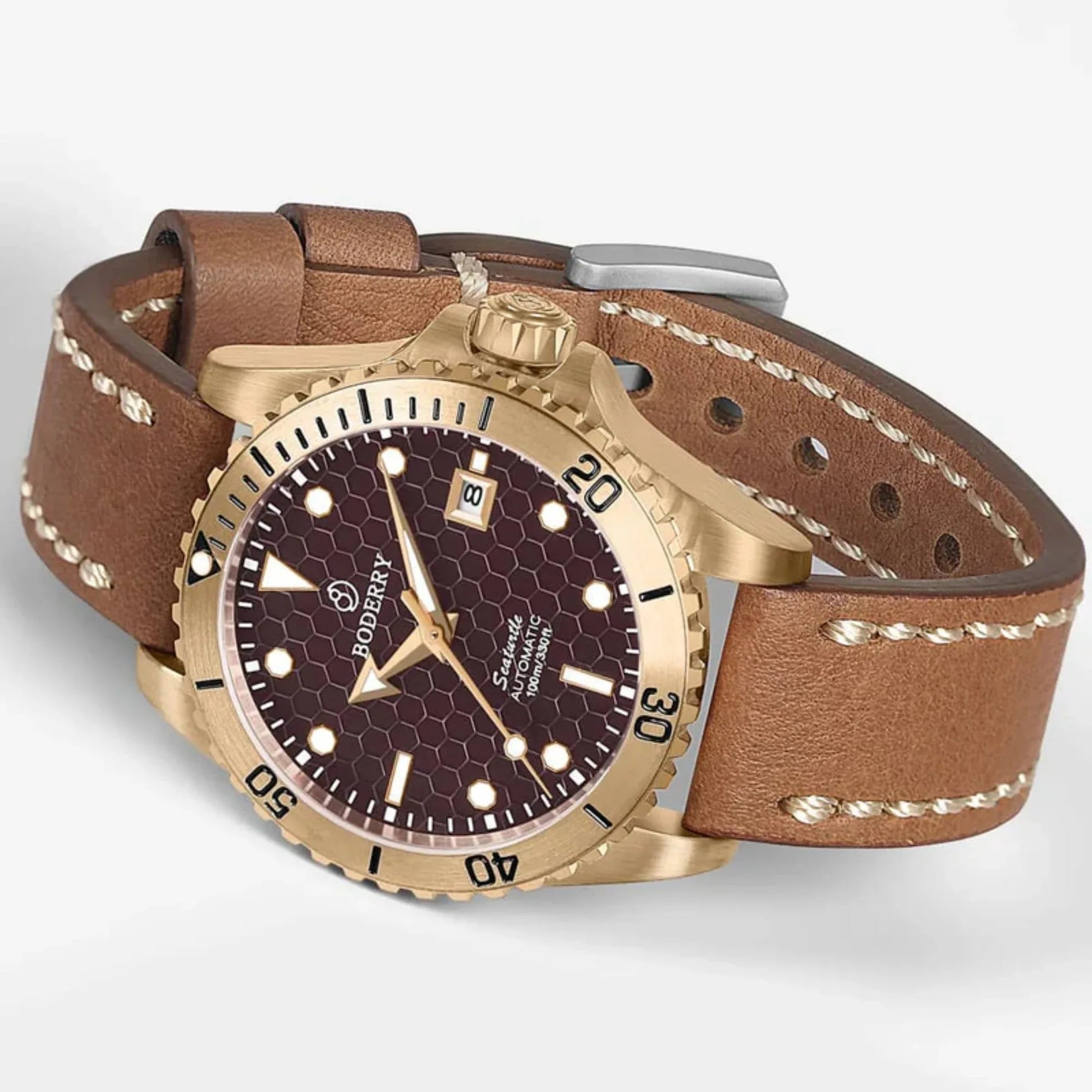SEATURTLE.OCEAN(BRONZE) - Automatic Bronze Diver Watch | Red - DREAM WATCHES