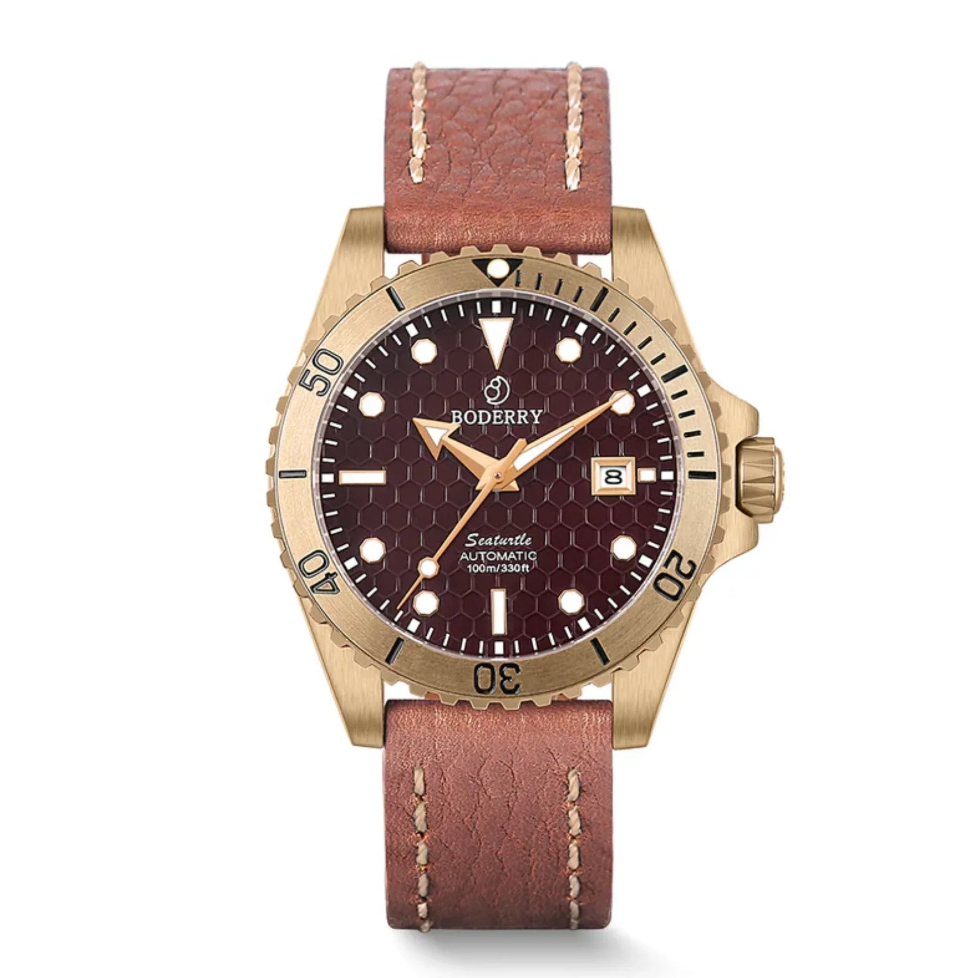 SEATURTLE.OCEAN(BRONZE) - Automatic Bronze Diver Watch | Red - DREAM WATCHES