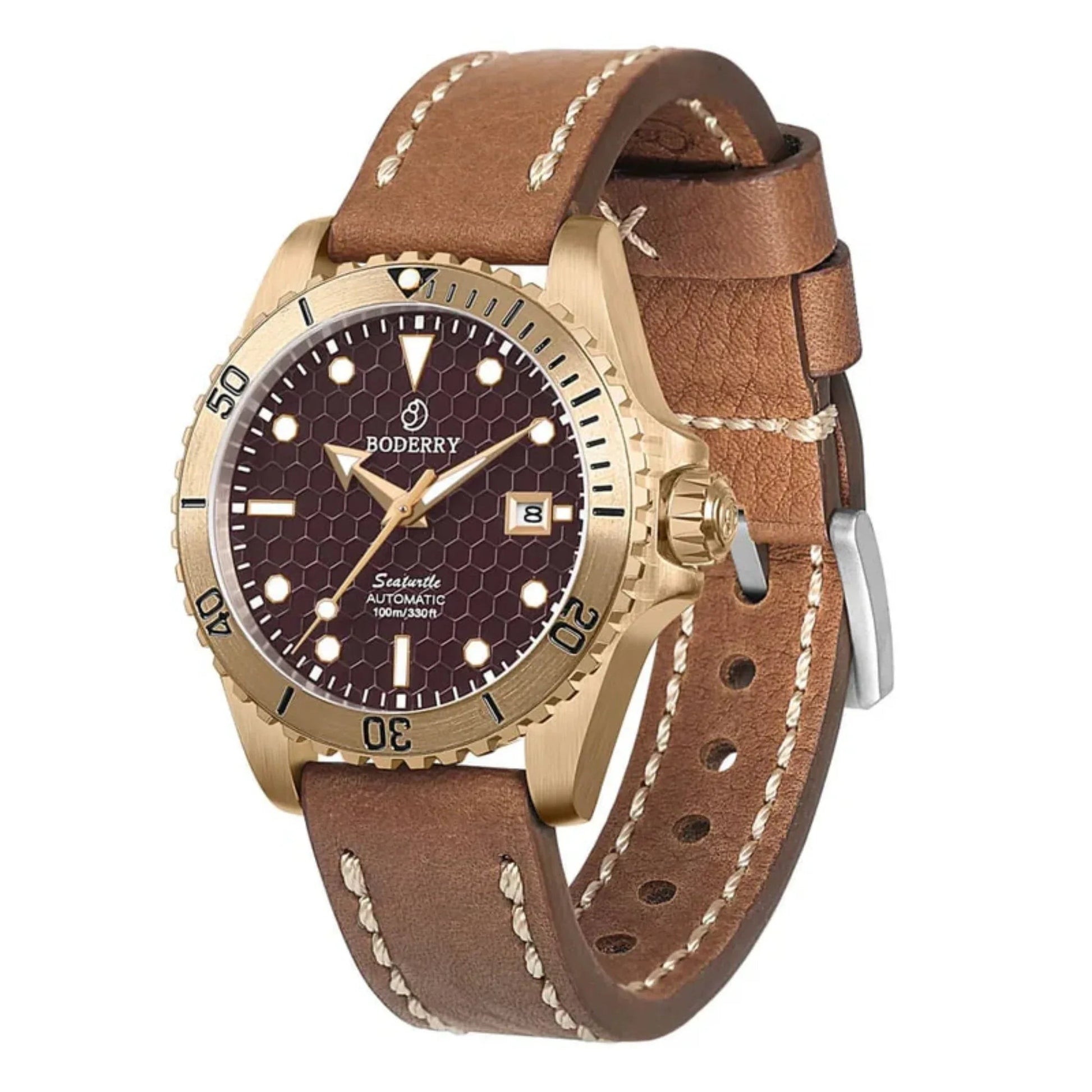 SEATURTLE.OCEAN(BRONZE) - Automatic Bronze Diver Watch | Red - DREAM WATCHES