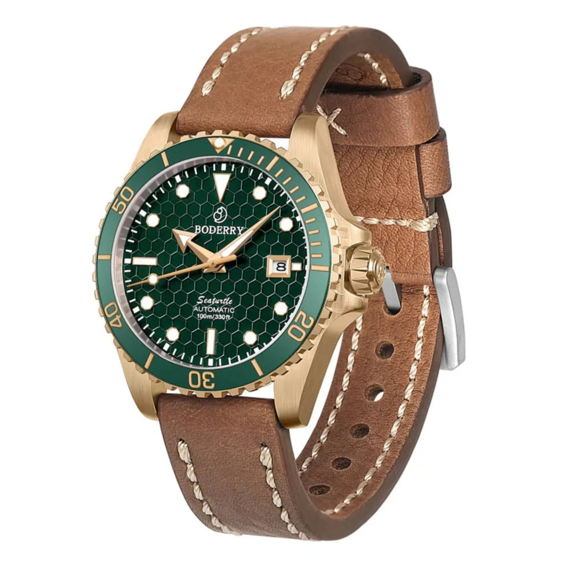 SEATURTLE.OCEAN(BRONZE) - Automatic Bronze Diver Watch | Turtle Green - DREAM WATCHES