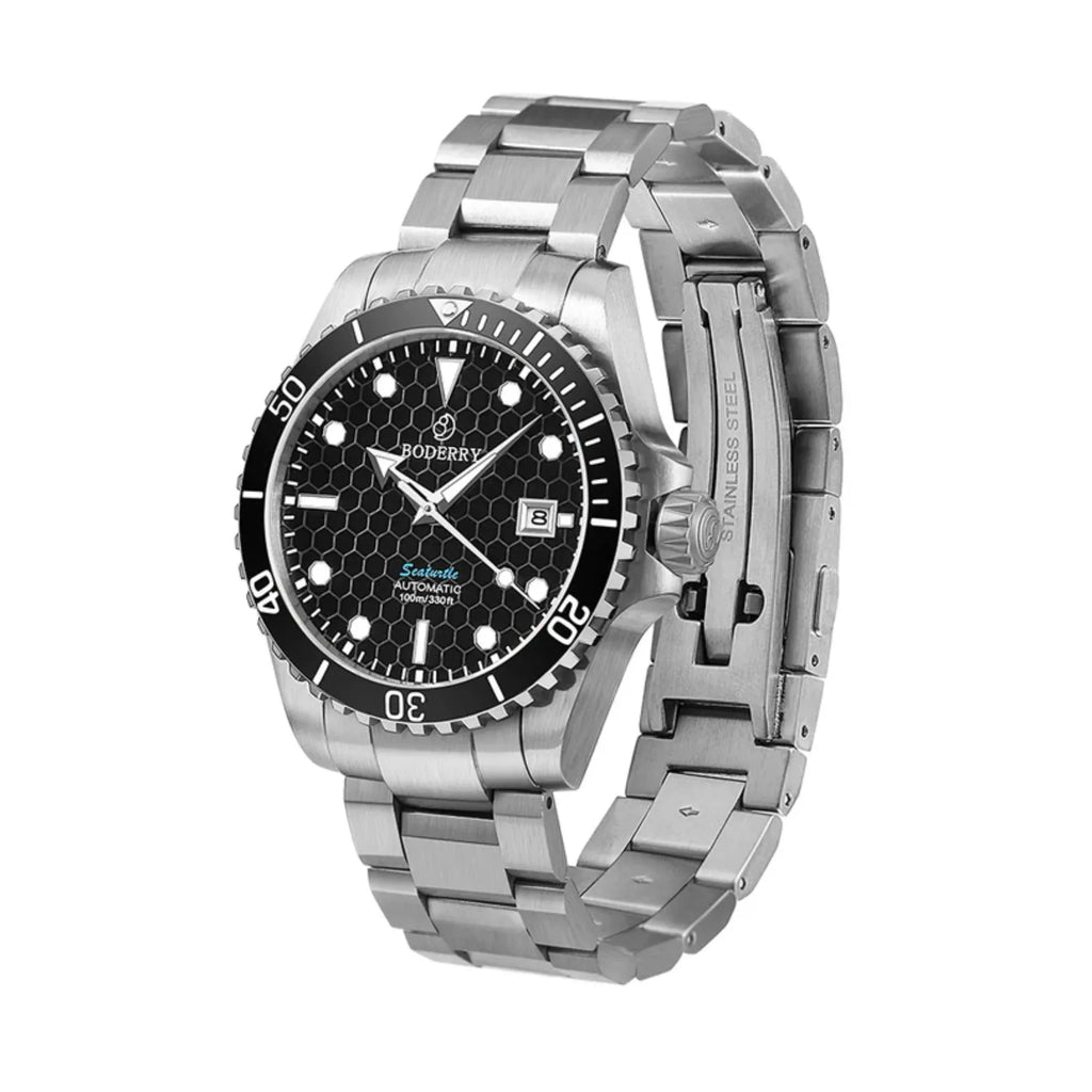SEATURTLE.OCEAN(TITANIUM) - Automatic Titanium Diver Watch | Black/Ti-bracelet - DREAM WATCHES
