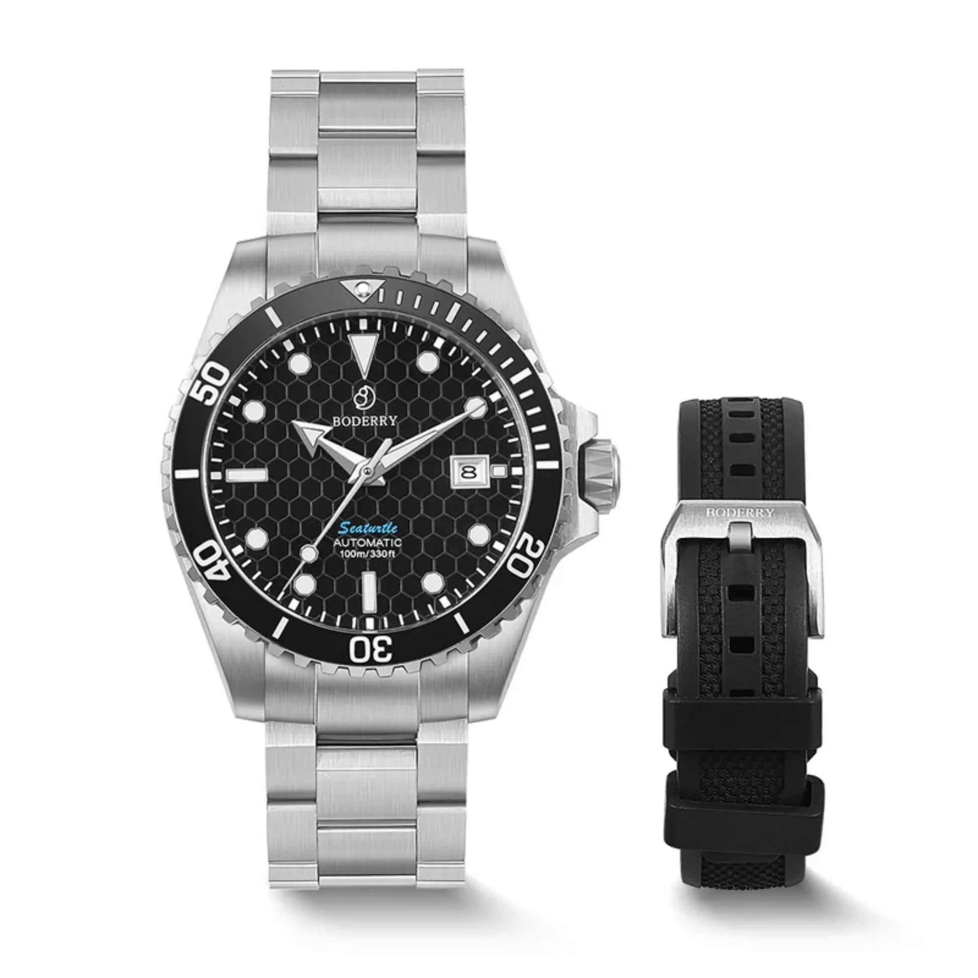 SEATURTLE.OCEAN(TITANIUM) - Automatic Titanium Diver Watch | Black/Ti-bracelet - DREAM WATCHES