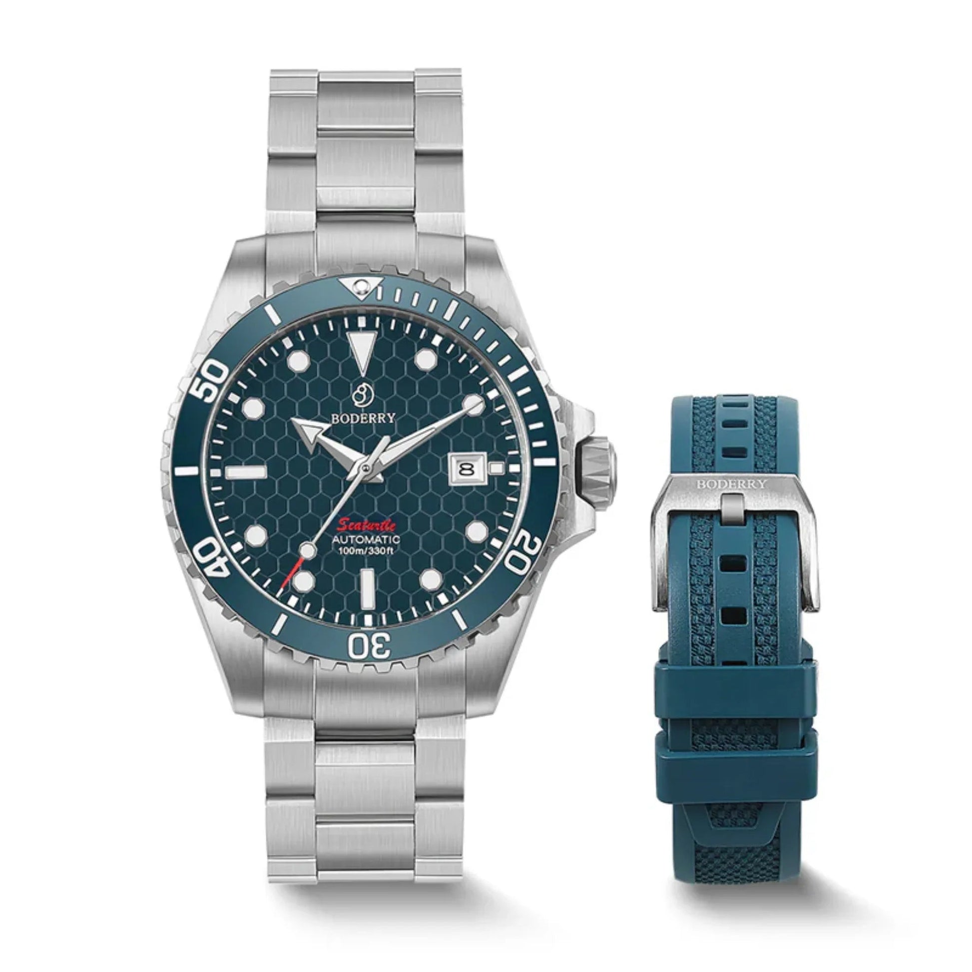 SEATURTLE.OCEAN(TITANIUM) - Automatic Titanium Diver Watch | Sea Blue/Ti-bracelet - DREAM WATCHES