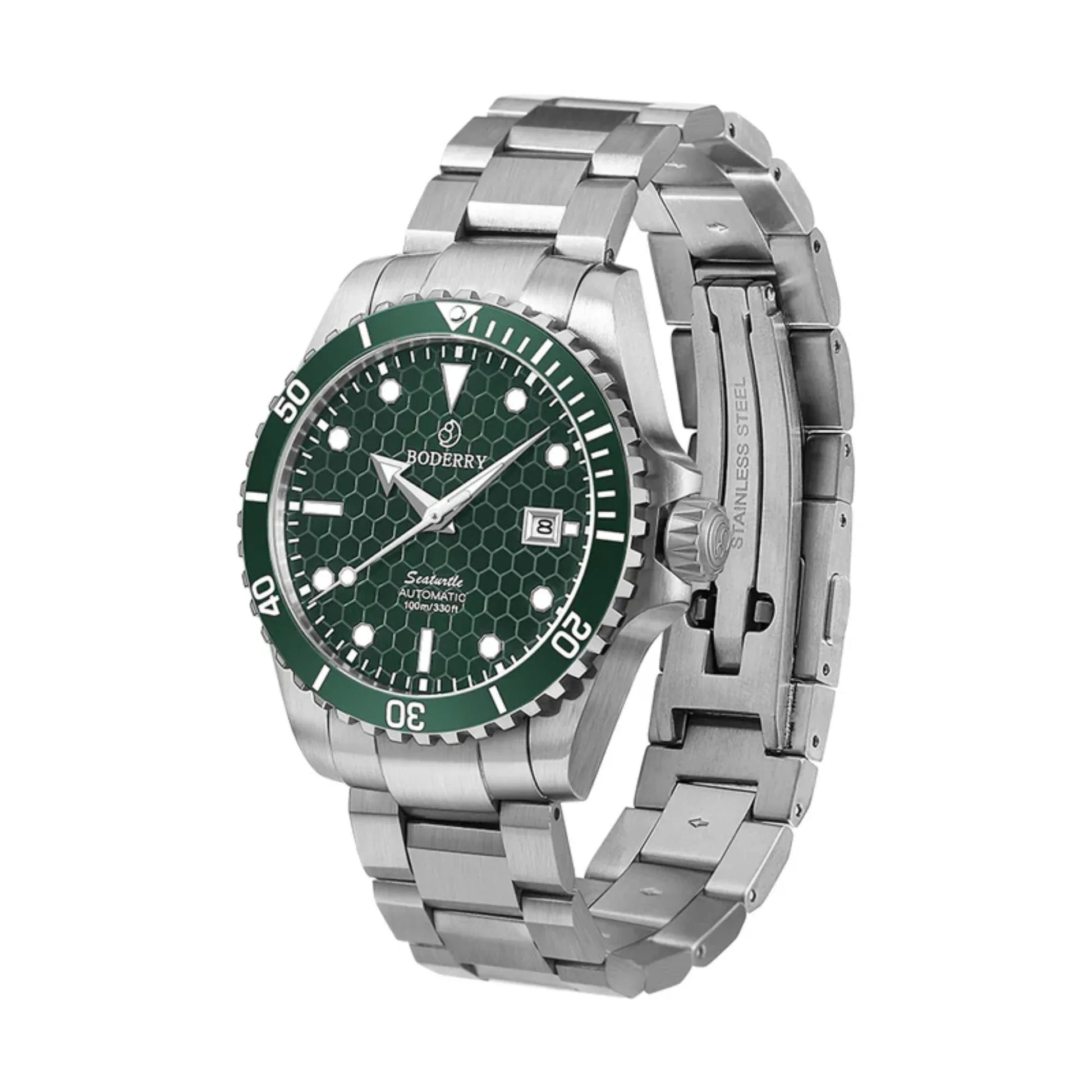 SEATURTLE.OCEAN(TITANIUM) - Automatic Titanium Diver Watch | Turtle Green/Ti-bracelet - DREAM WATCHES