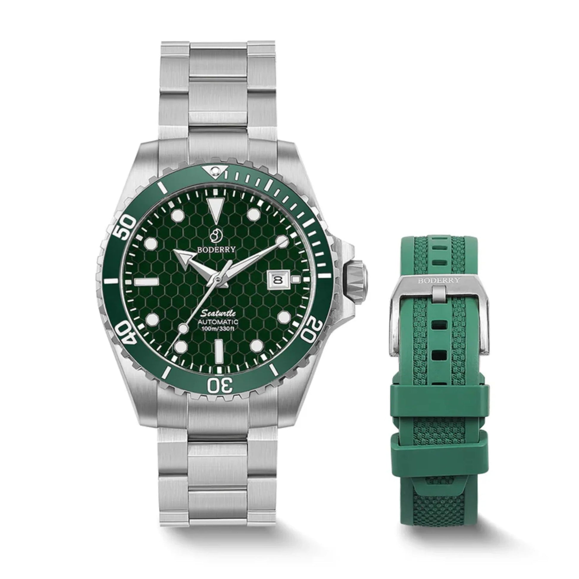 SEATURTLE.OCEAN(TITANIUM) - Automatic Titanium Diver Watch | Turtle Green/Ti-bracelet - DREAM WATCHES